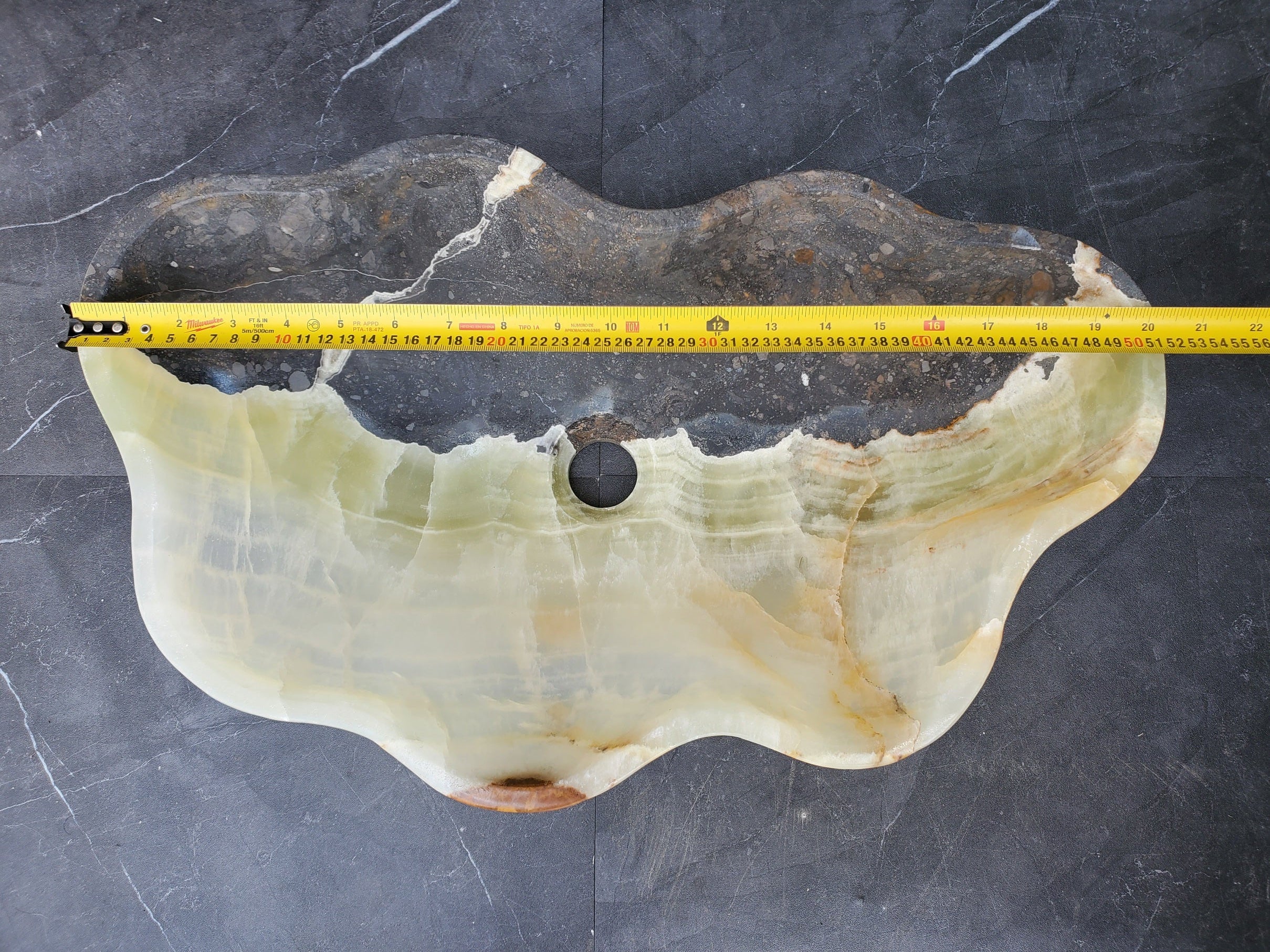 S30_16 Onyx Stone Vessel Bathroom Sink - 20 x 12 inch