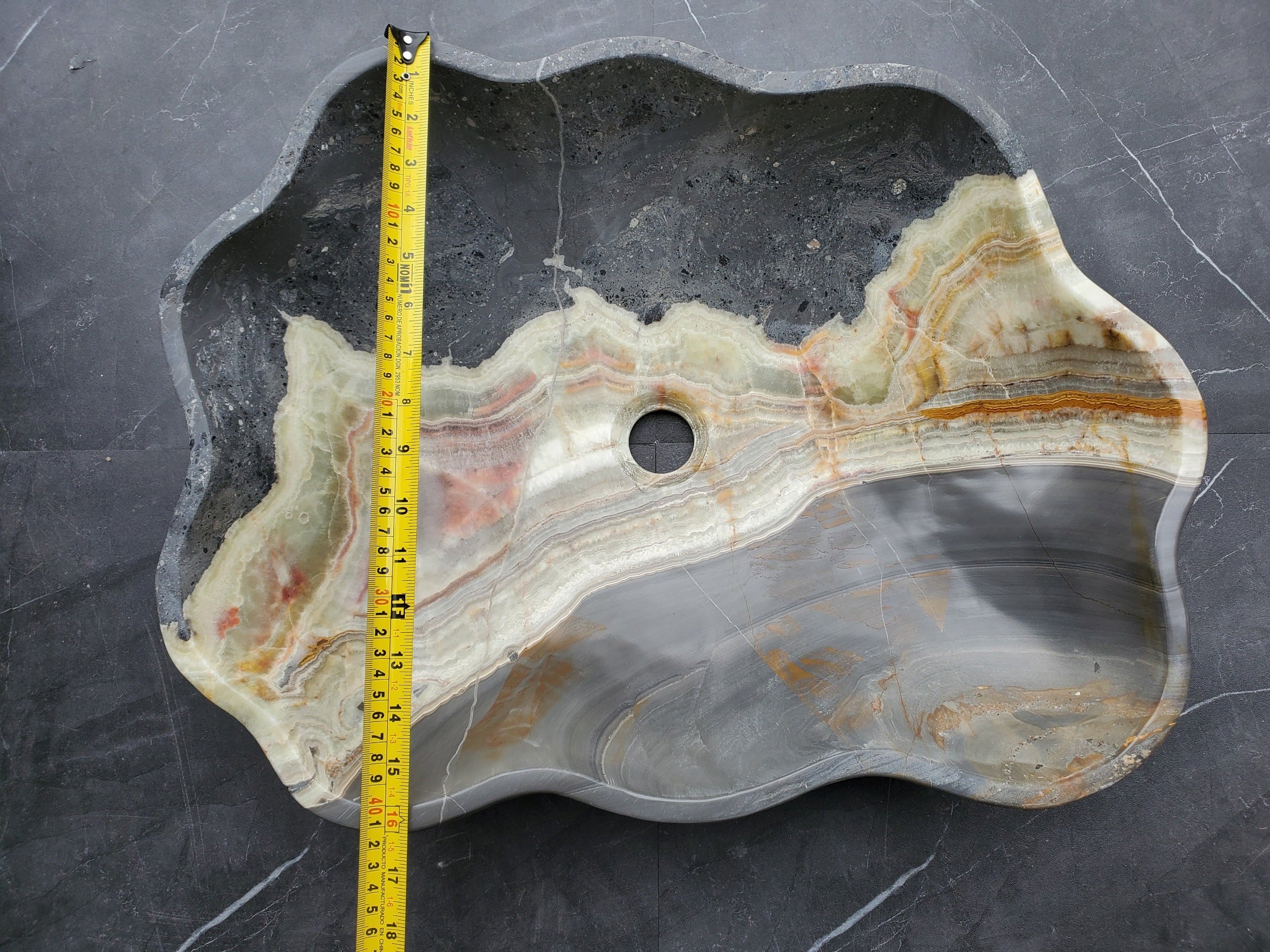 S30_33 Onyx Stone Vessel Bathroom Sink - 20.5 x 16 inch