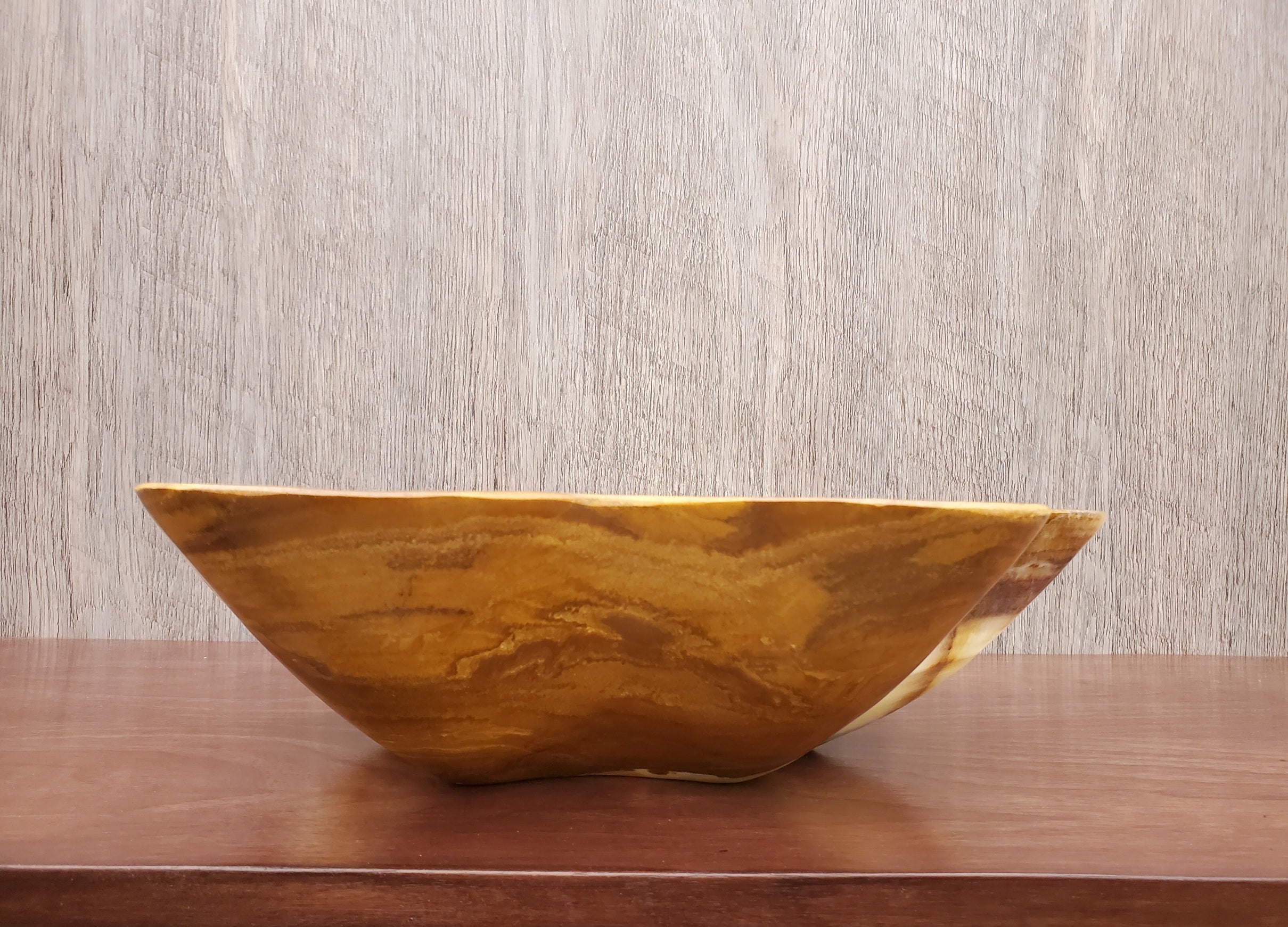 S23_12 Green and Brown Onyx Stone Vessel Bathroom Sink - 19 x 16 inch