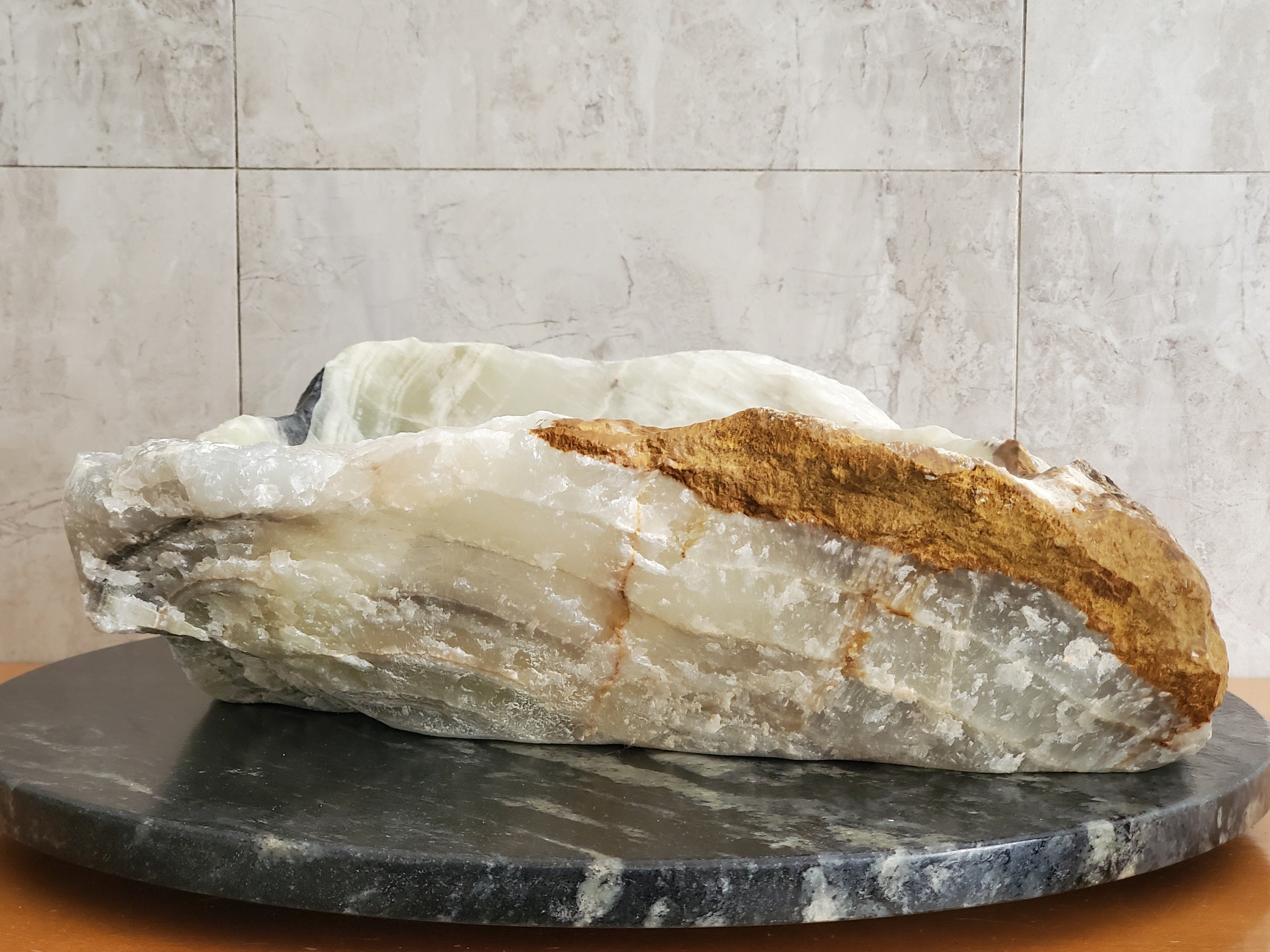 S23_25 Onyx Stone Vessel Bathroom Sink - 15 x 14 inch