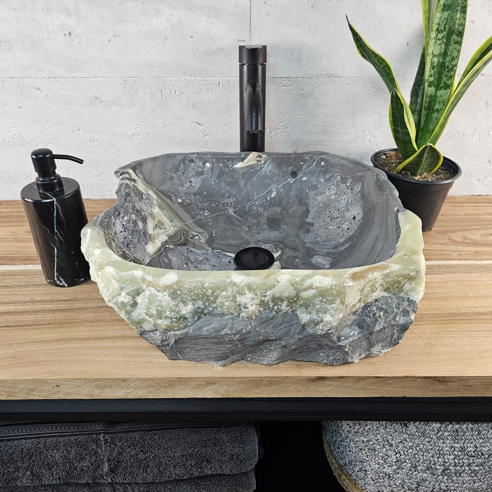 S29_05 Natural Stone Vessel Bathroom Sink - 16 x 14 inch