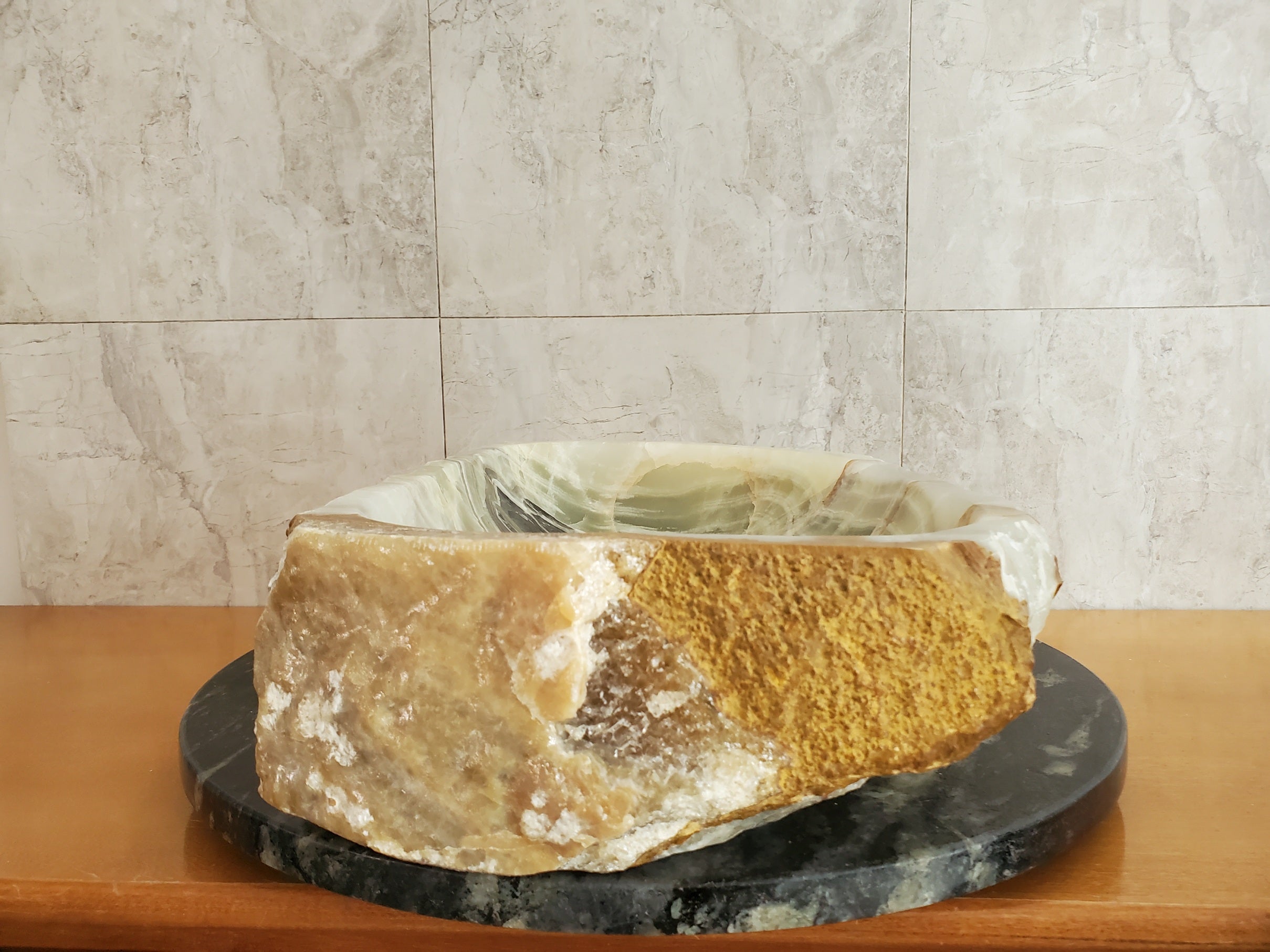 S23_23 Onyx Stone Vessel Bathroom Sink - 20 x 12.5 inch