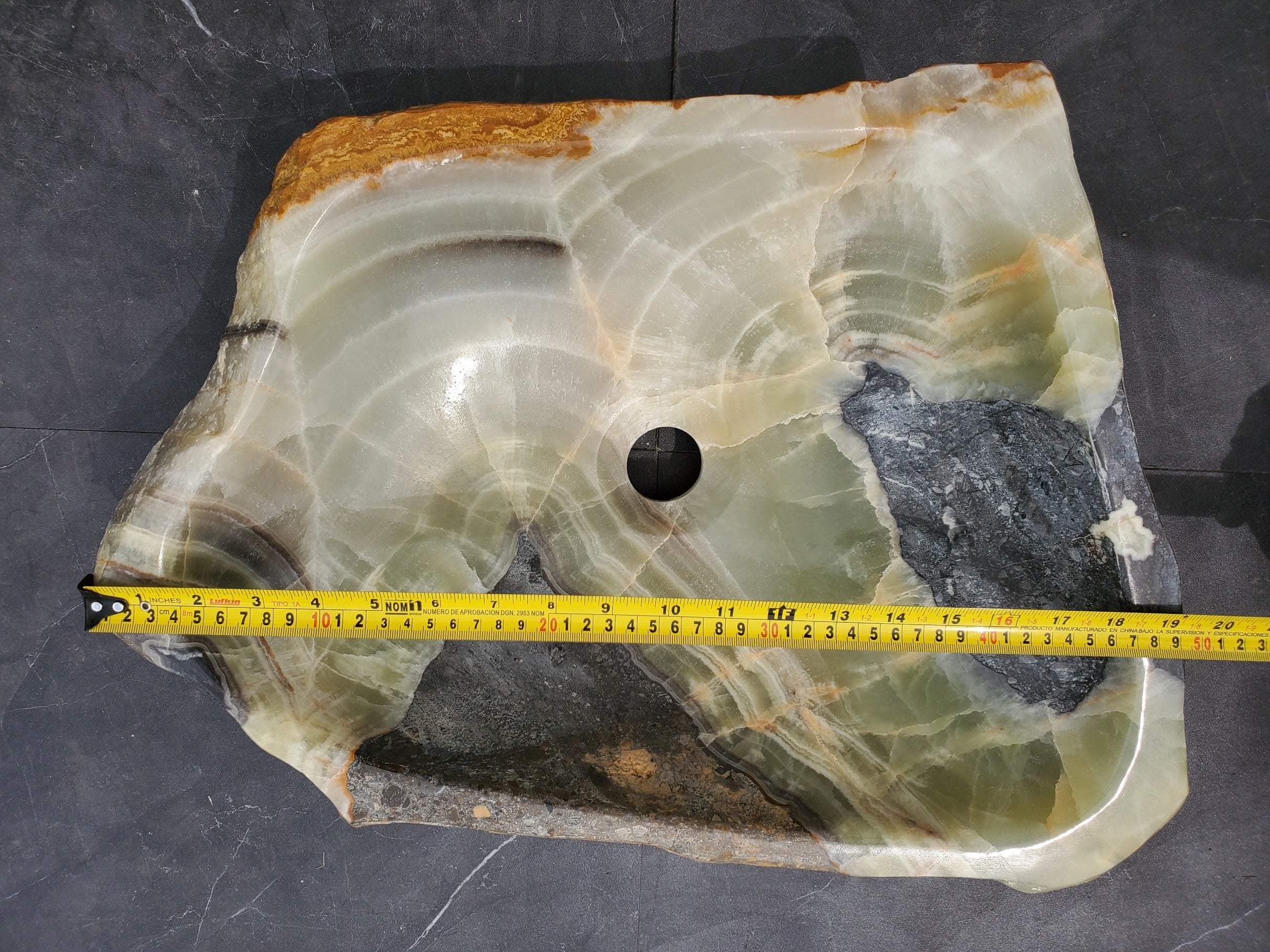 S31_23 Onyx Stone Vessel Bathroom Sink - 18 x 15 inch
