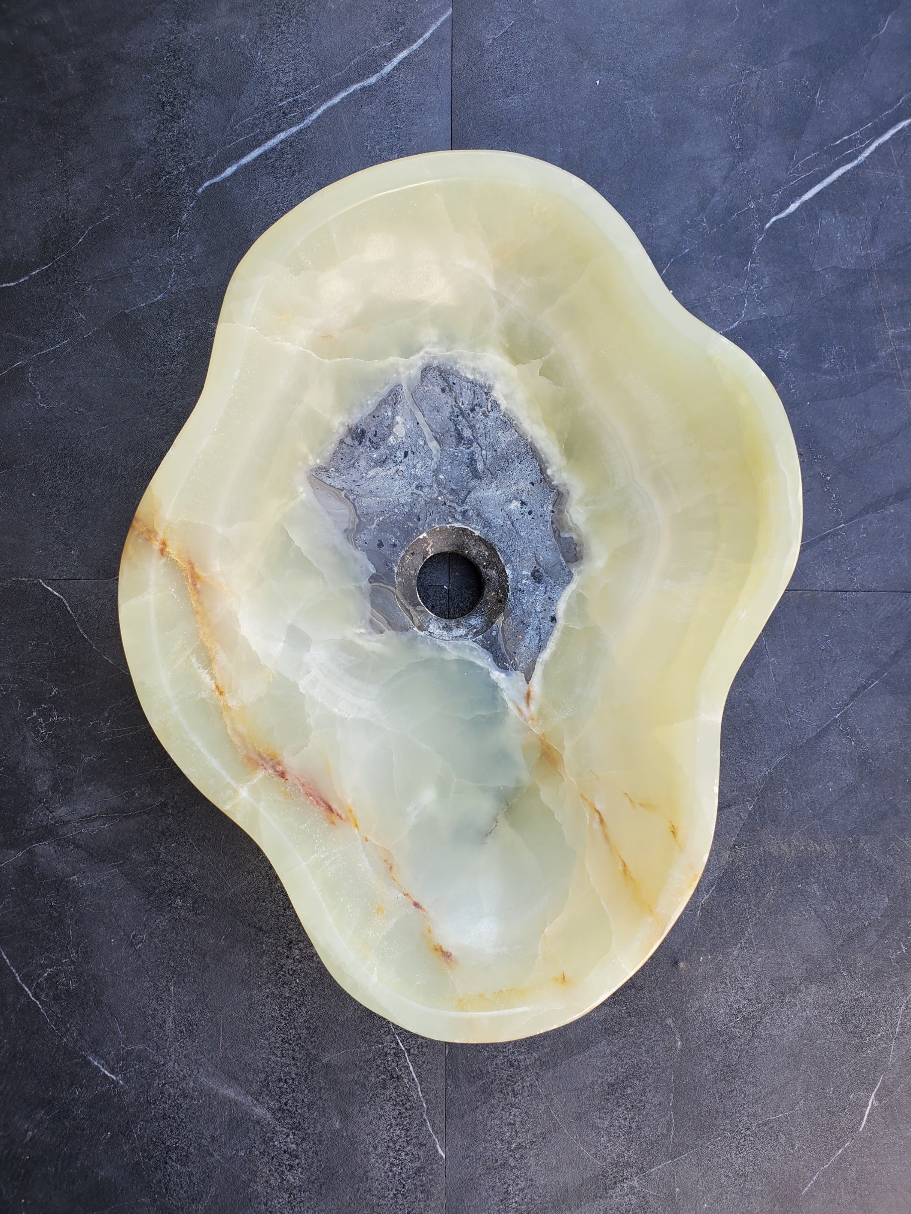 S30_02 Onyx Stone Vessel Bathroom Sink - 18.5 x 14 inch