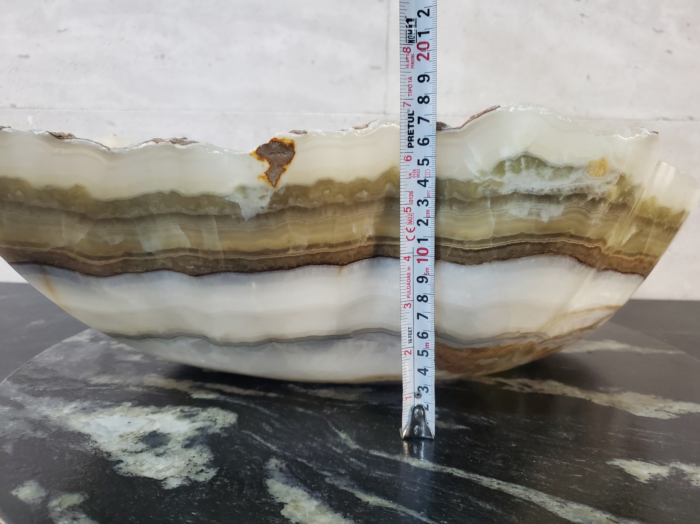 S27_21 Onyx Stone Bathroom Vessel Sink - 20 x 12 inch