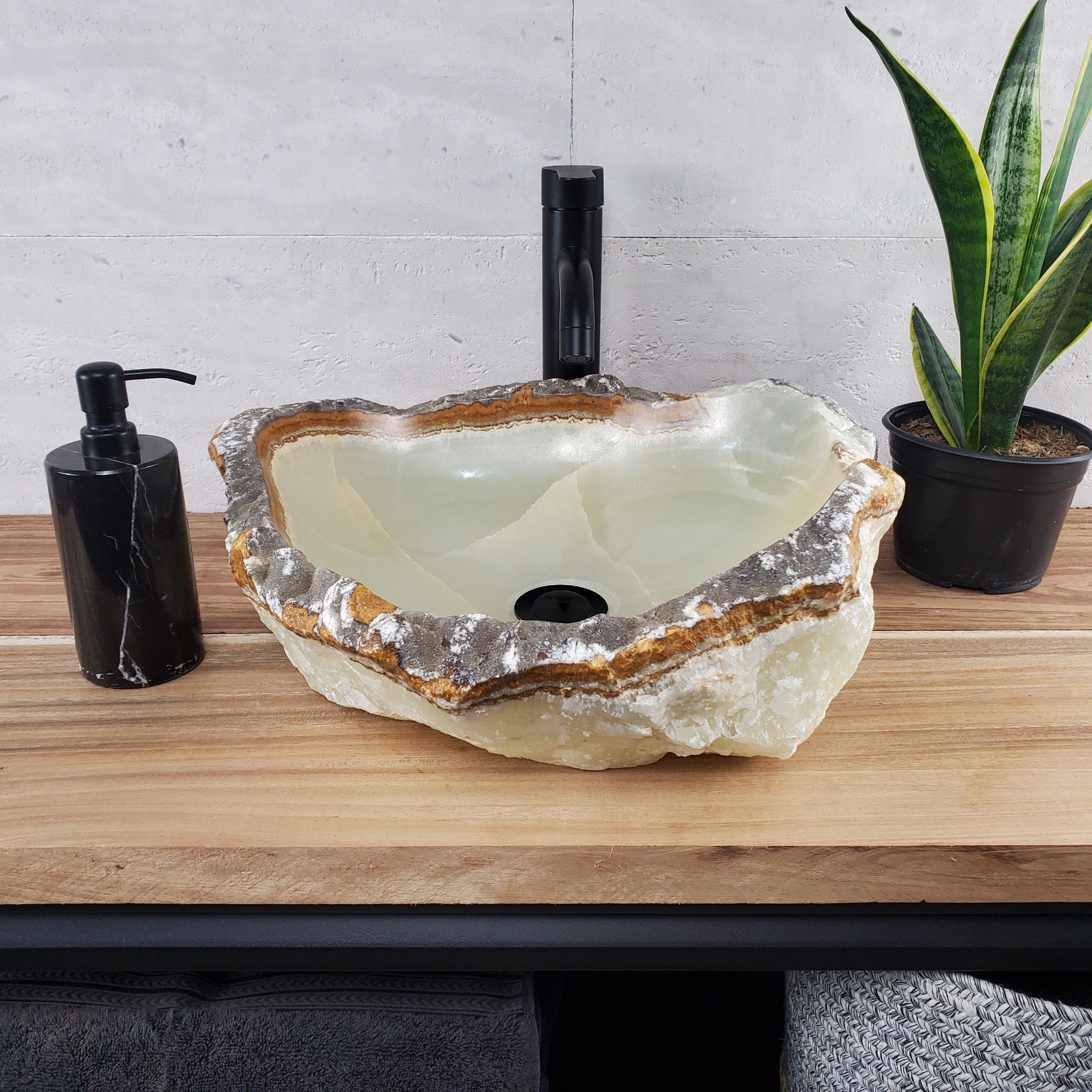 S28_15 Onyx Stone Vessel Bathroom Sink - 18 x 15 inch