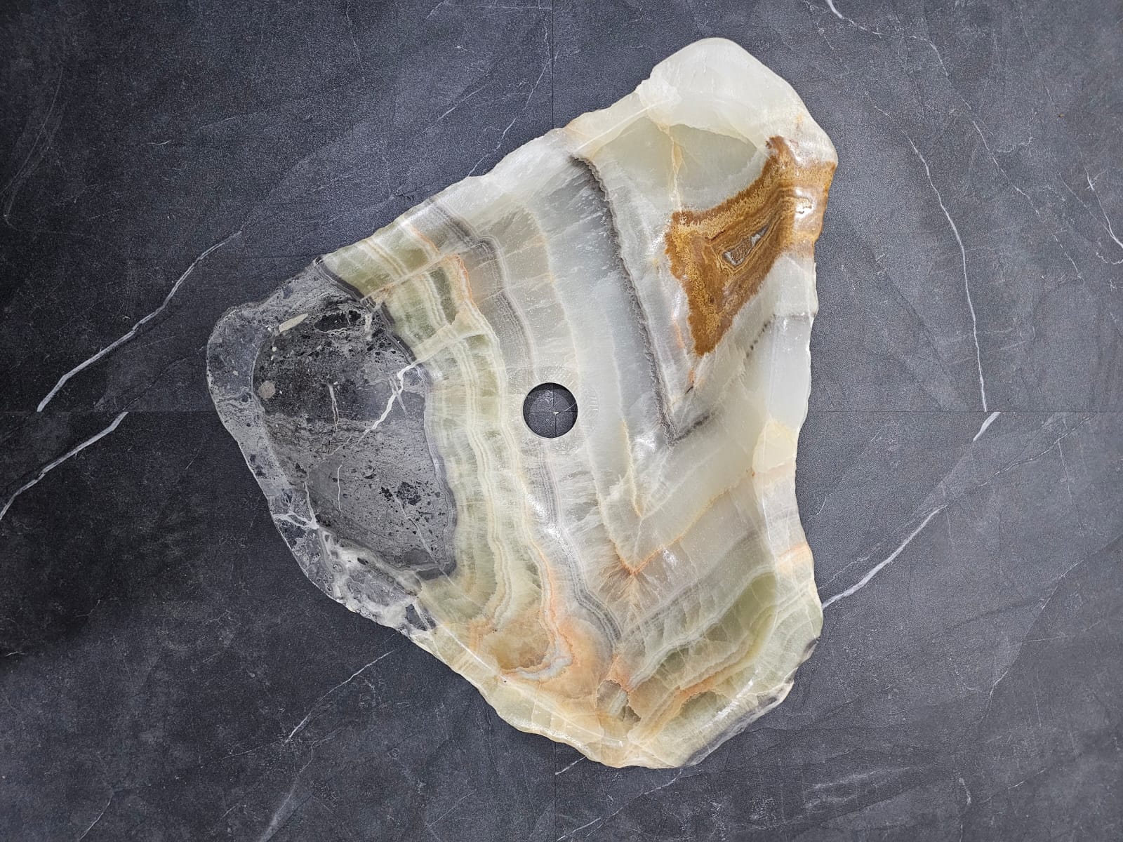 S26_12 Onyx Stone Vessel Bathroom Sink - 17.5 x 14.5 inch