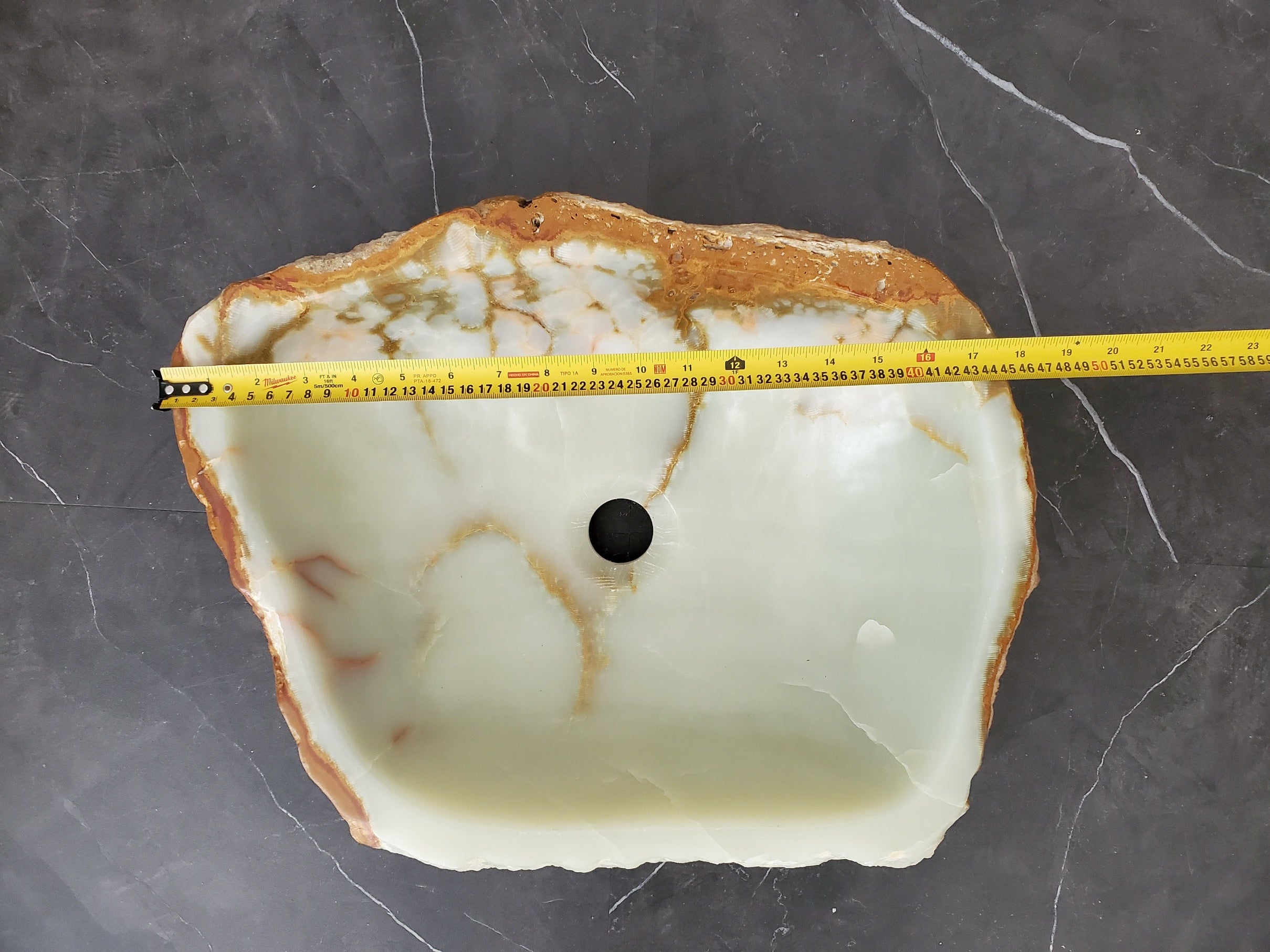 S25_25 Onyx Stone Vessel Bathroom Sink - 17.5 x 14.5 inch