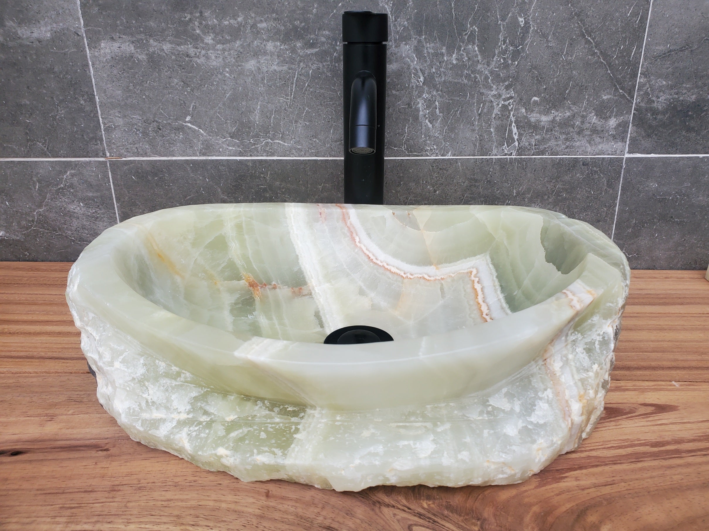 S30_04 Onyx Stone Vessel Bathroom Sink - 16 x 12.5 inch