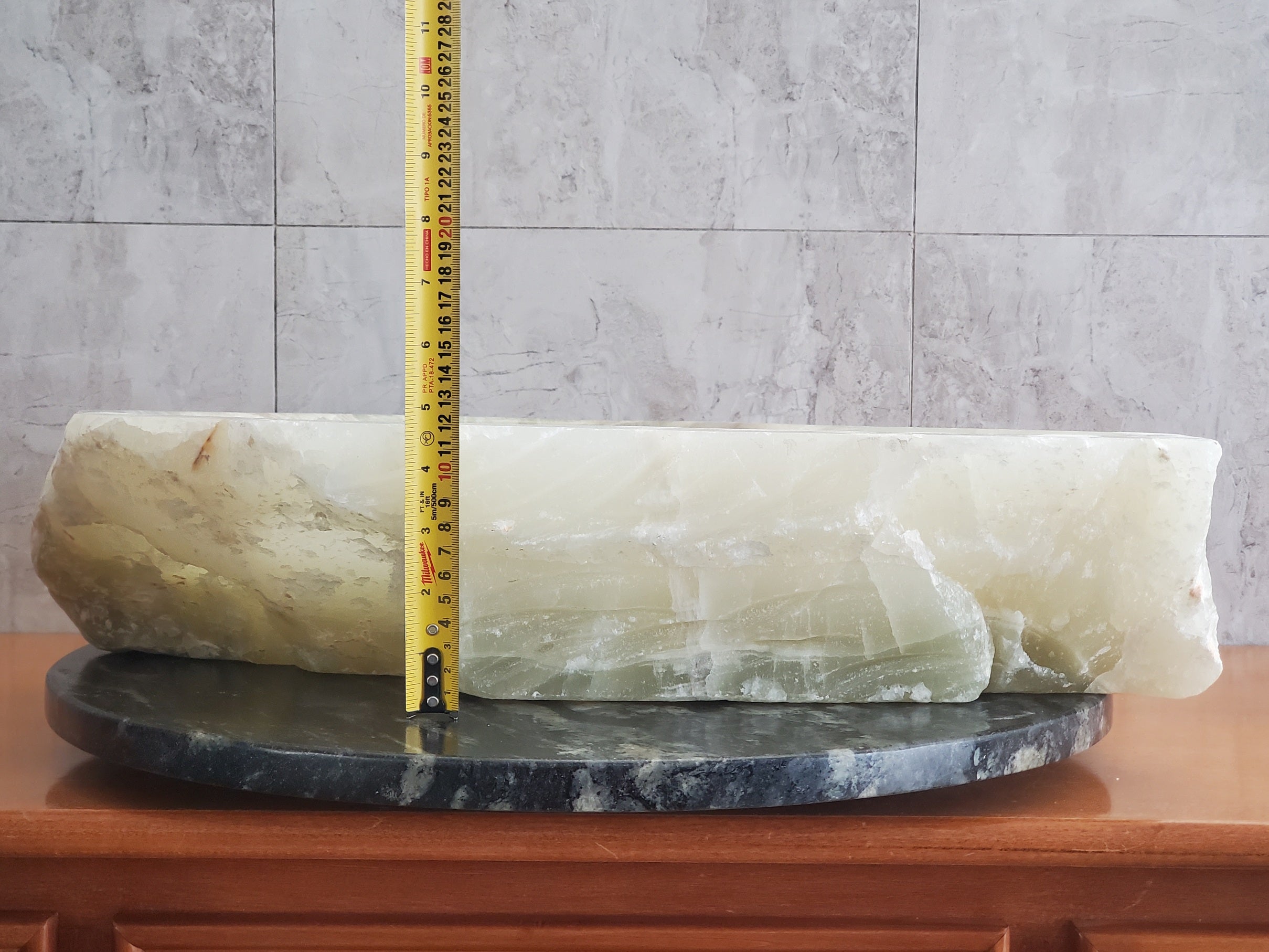 S23_32 Onyx Stone Vessel Bathroom Sink - 23 x 18 inch
