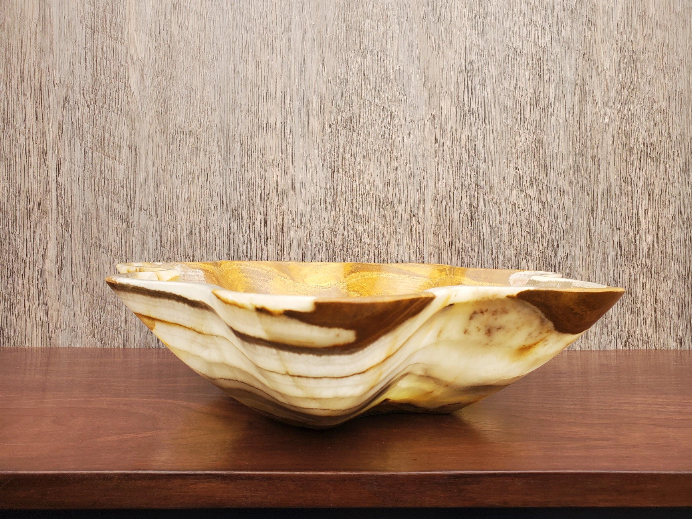 S23_12 Green and Brown Onyx Stone Vessel Bathroom Sink - 19 x 16 inch