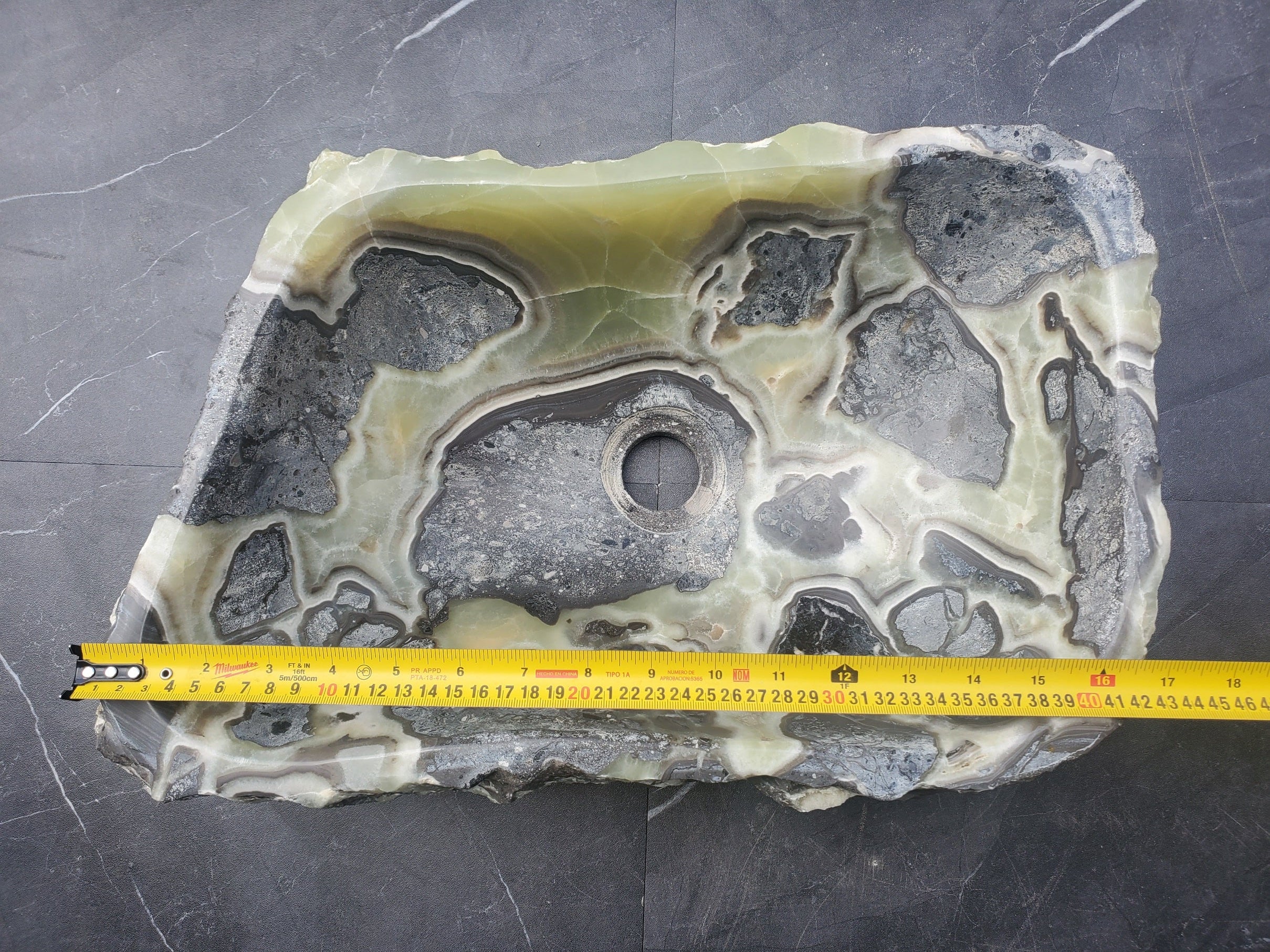 S30_21 Onyx Stone Vessel Bathroom Sink - 16.5 x 11 inch