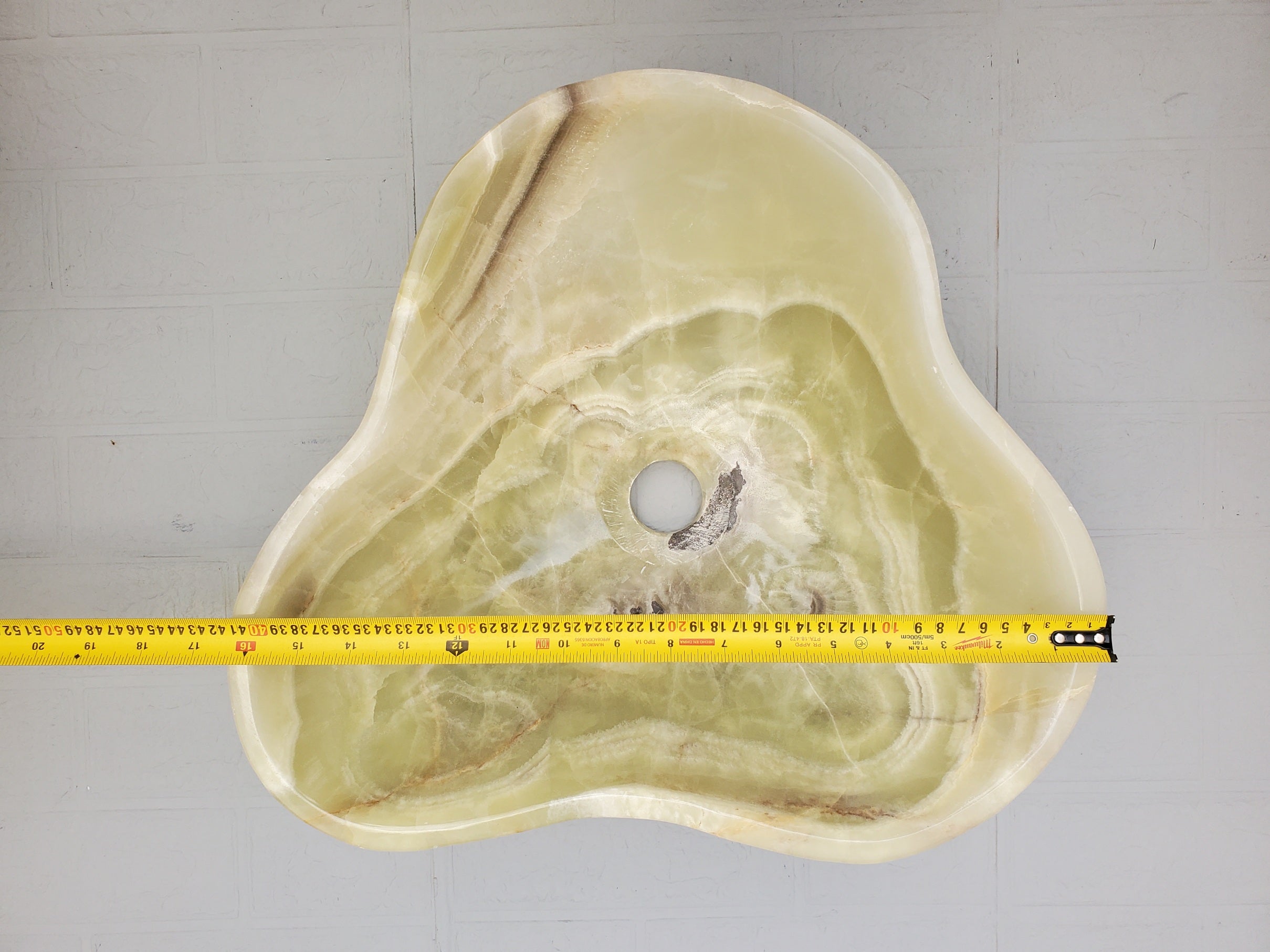S23_17 Green and Beige Onyx Stone Vessel Bathroom Sink