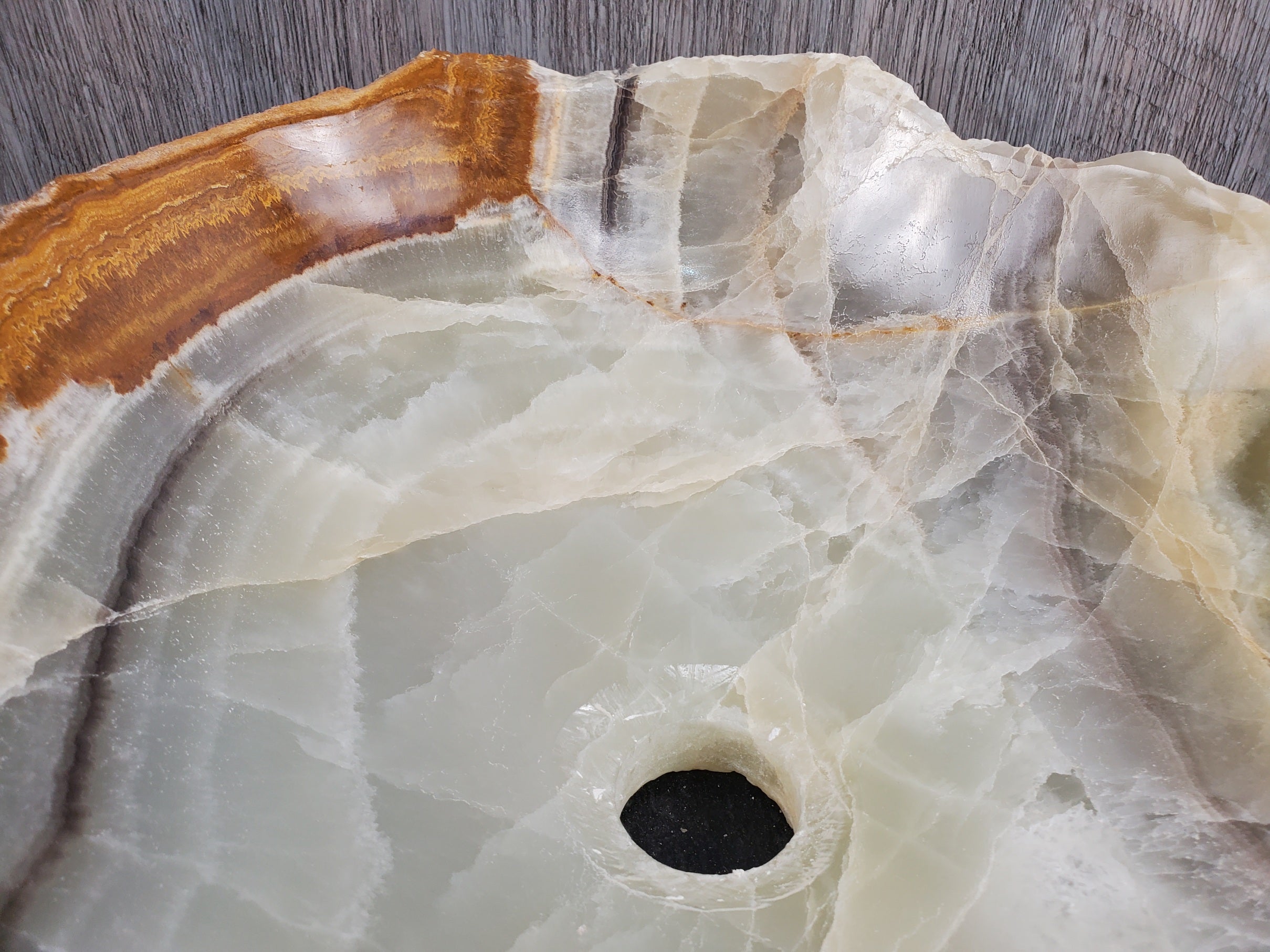 S24_17 Green Onyx Stone Vessel Bathroom Sink
