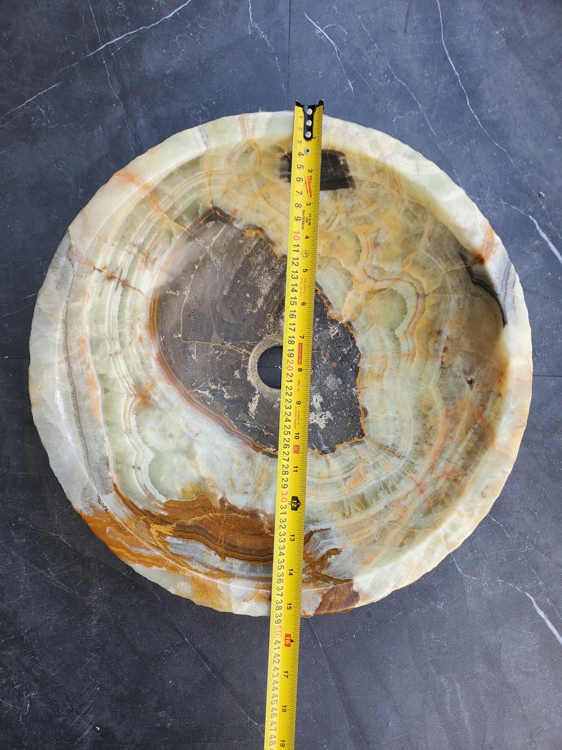 S29_28 Onyx Stone Vessel Bathroom Sink - 15 x 15 inch