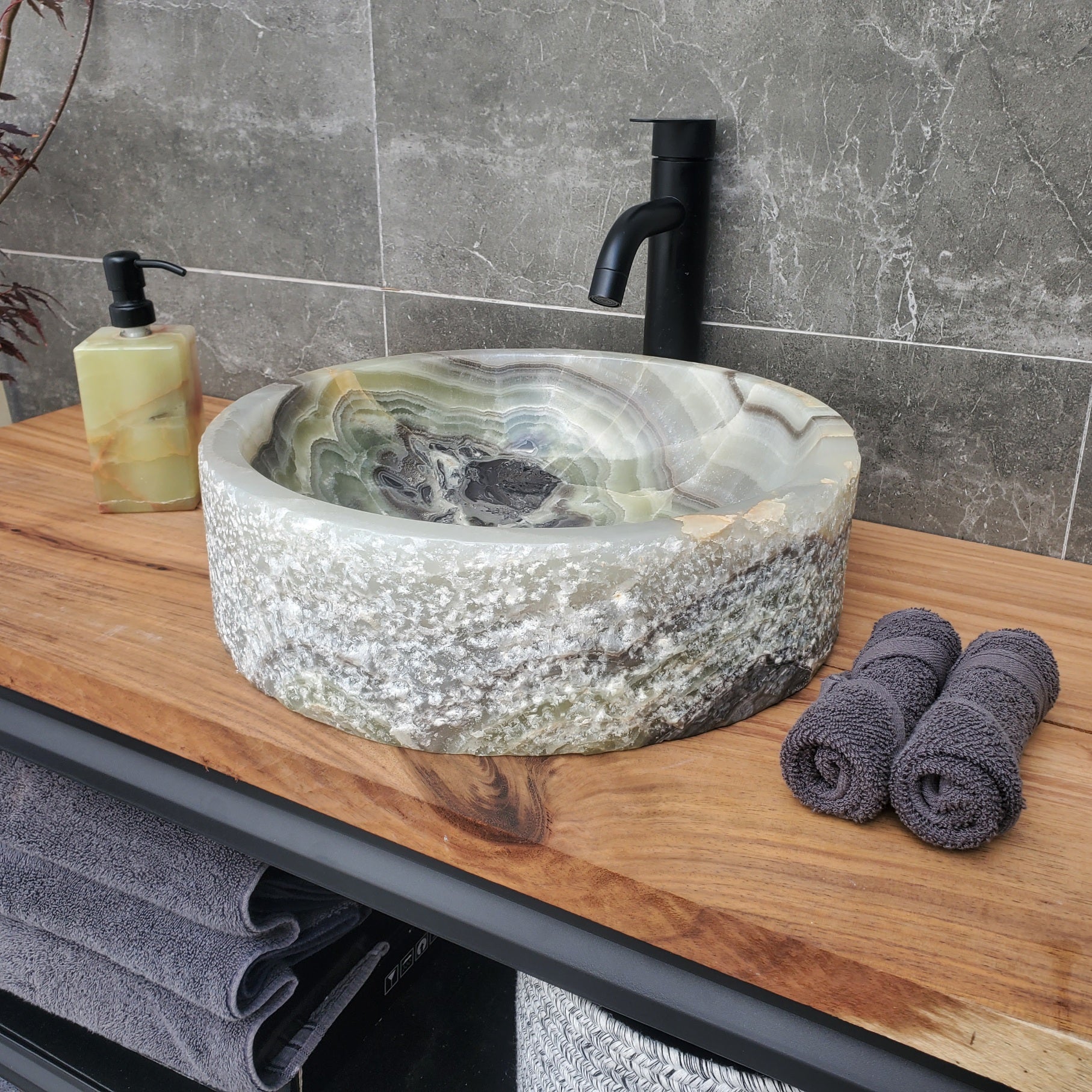 S29_30 Onyx Stone Vessel Bathroom Sink