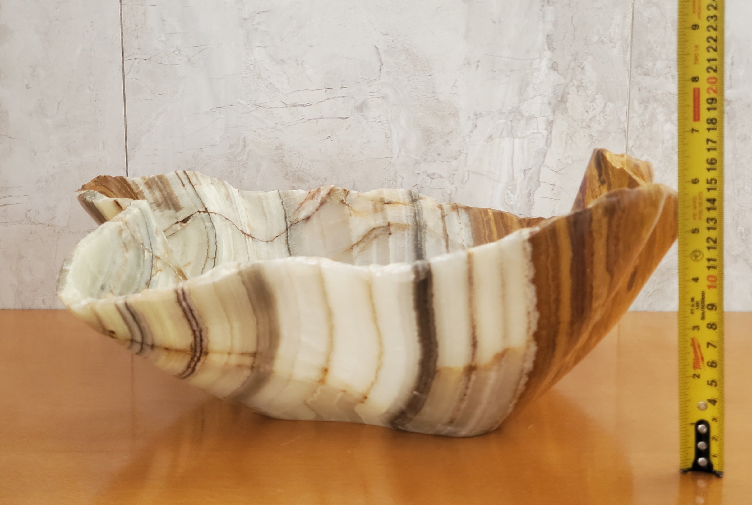 S23_18 Onyx Stone Vessel Bathroom Sink - 18 x 13 inch