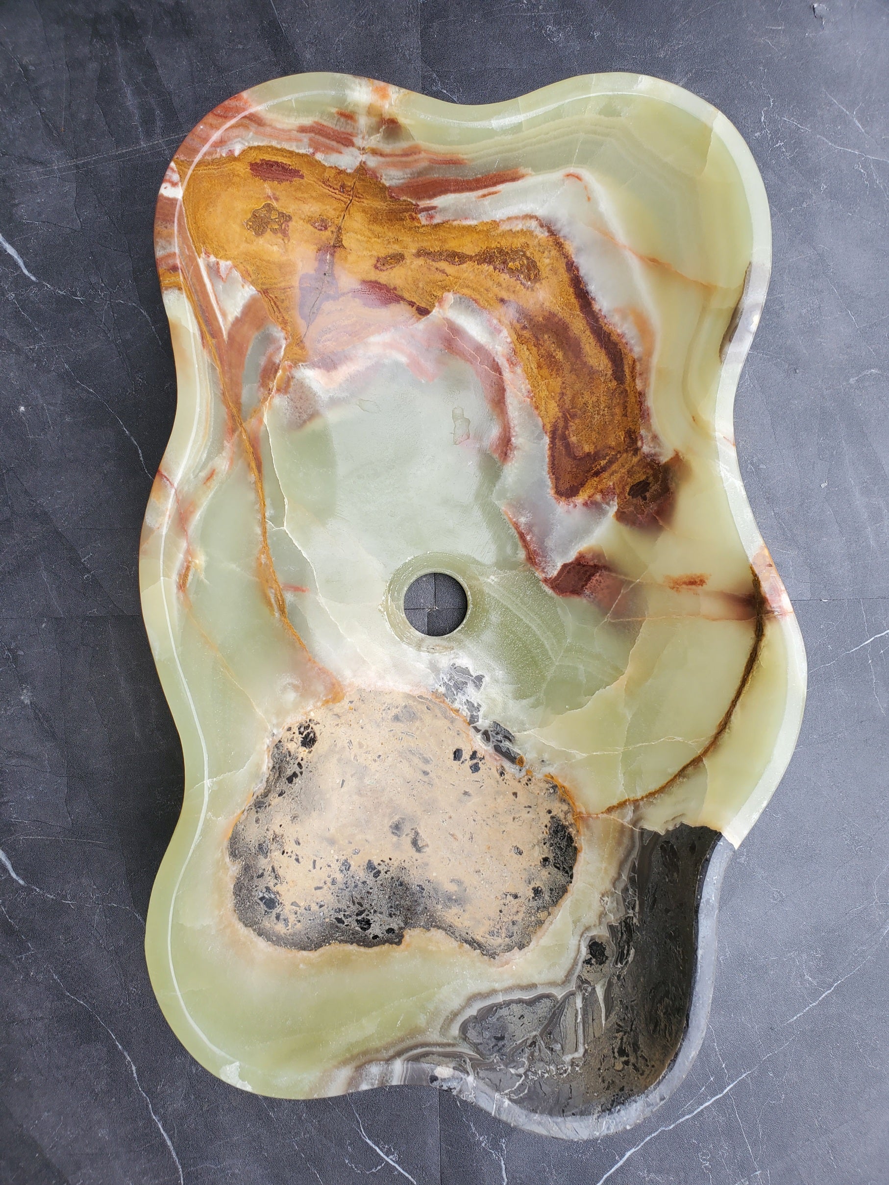 S30_30 Onyx Stone Vessel Bathroom Sink - 18.5 x 12 inch