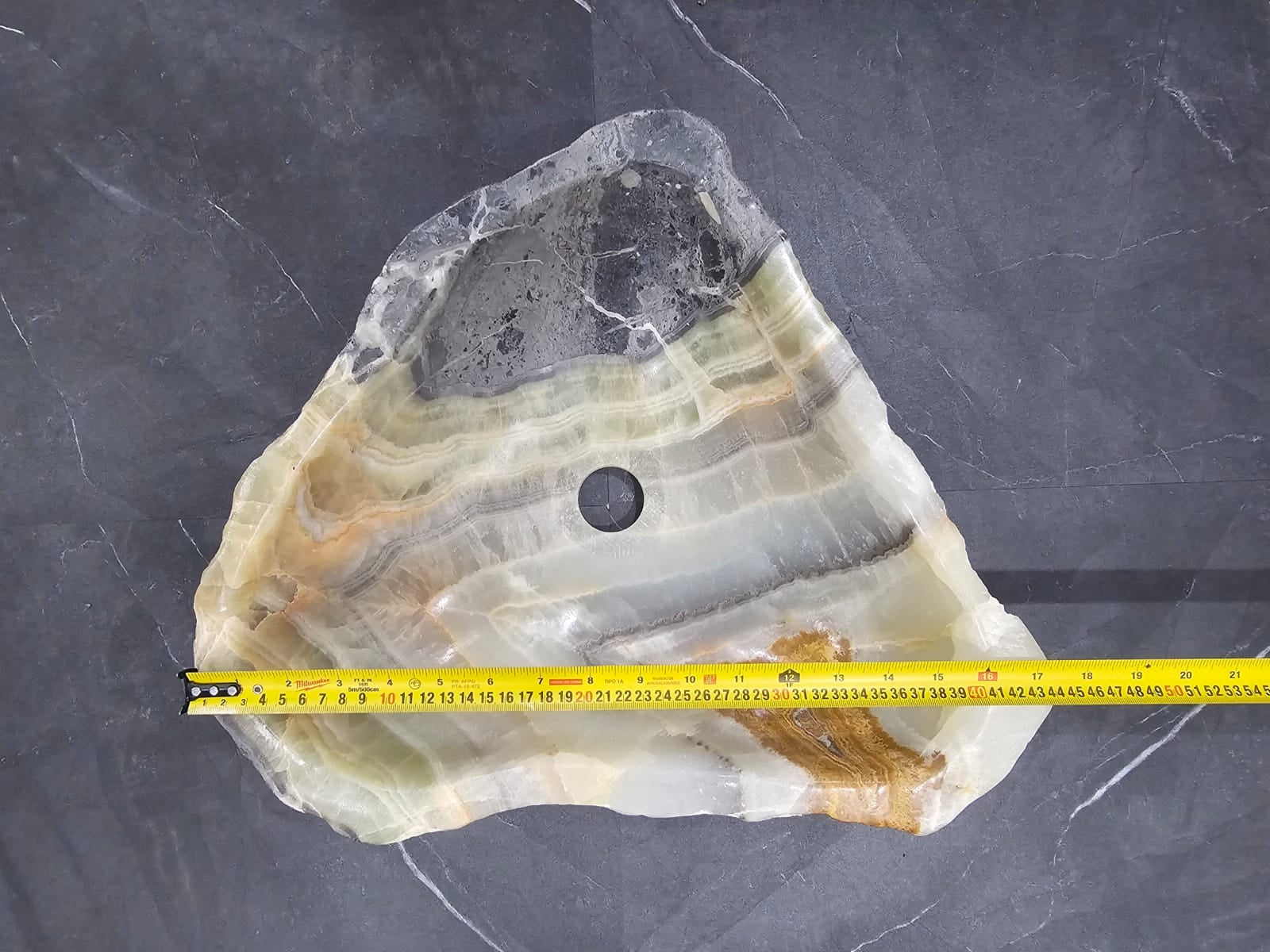 S26_12 Onyx Stone Vessel Bathroom Sink - 17.5 x 14.5 inch