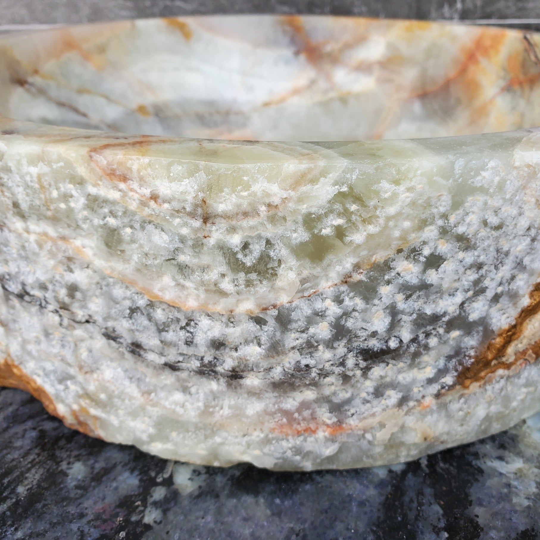S29_29 Onyx Stone Vessel Bathroom Sink - 15 x 15 inch