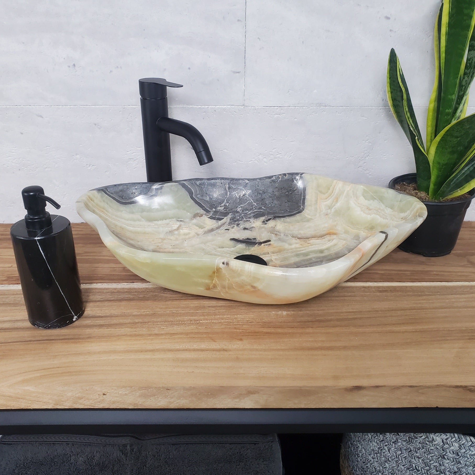 S28_10 Onyx Stone Vessel Bathroom Sink - 20 x 13 inch