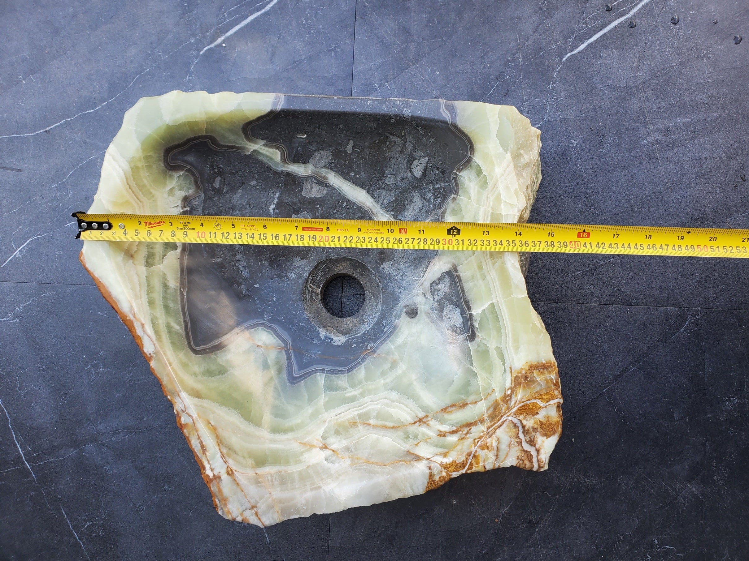 S30_19 Onyx Stone Vessel Bathroom Sink - 14 x 14 inch