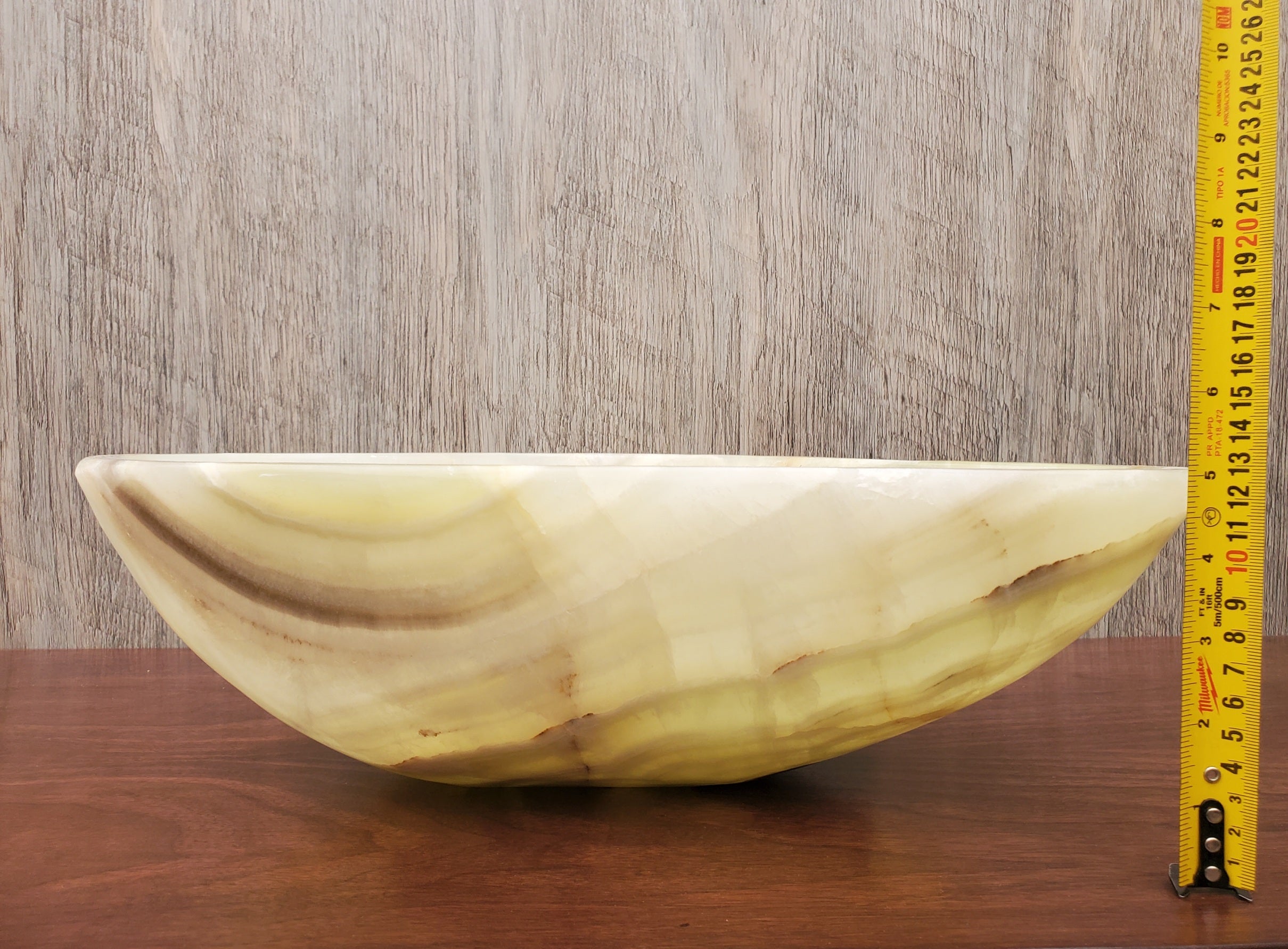 S23_17 Green and Beige Onyx Stone Vessel Bathroom Sink