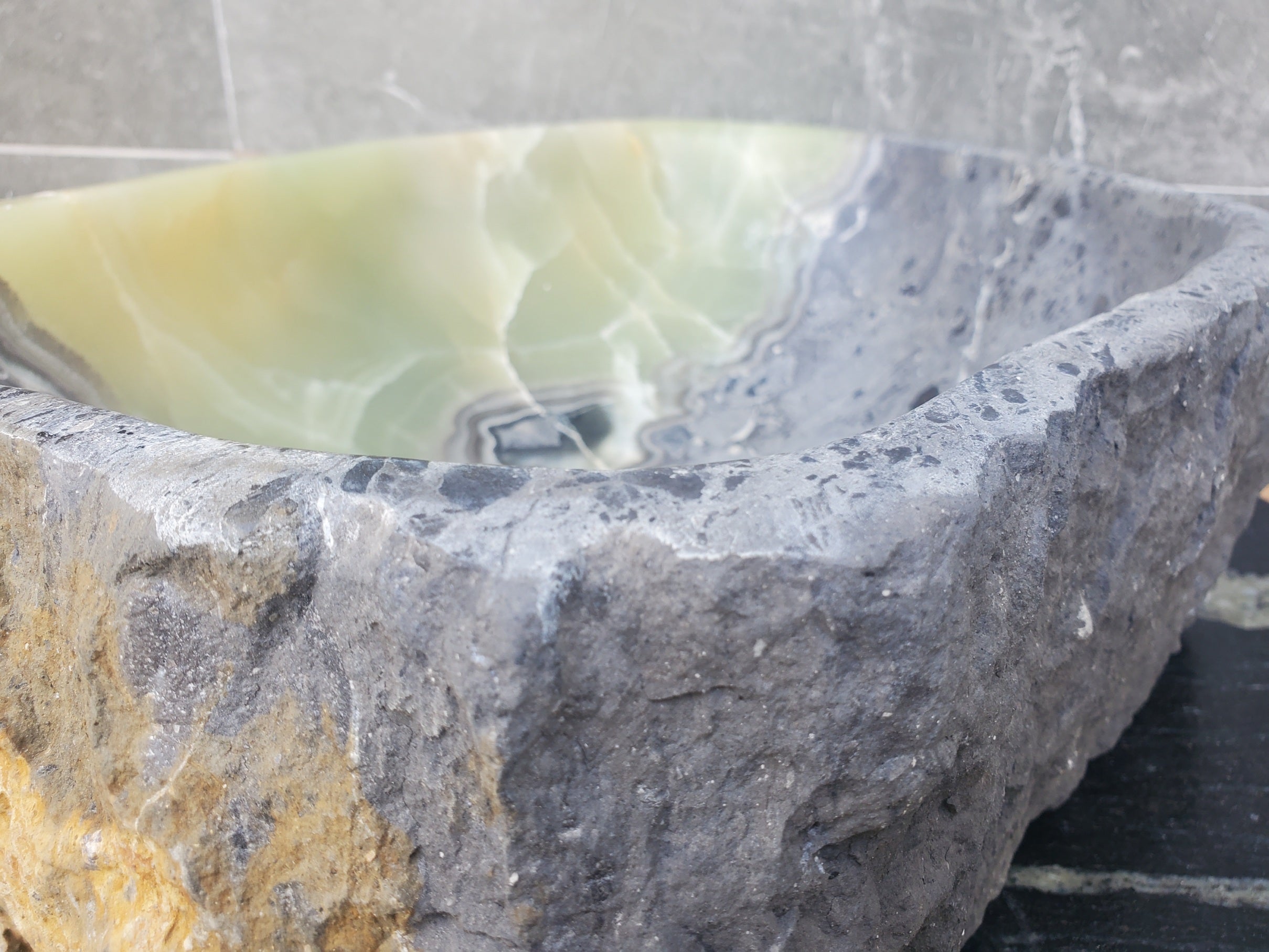 S30_20 Onyx Stone Vessel Bathroom Sink - 16.5 x 13 inch