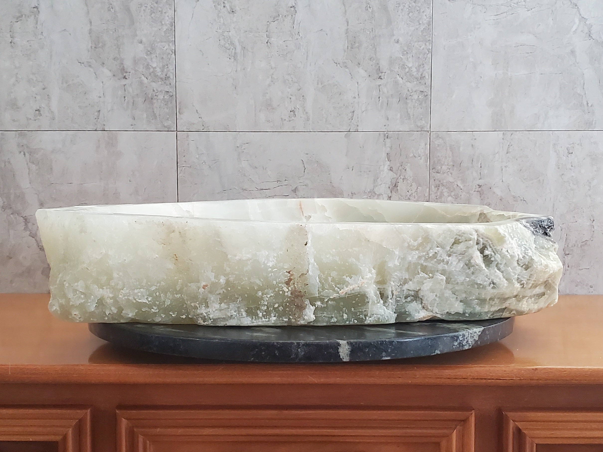 S23_32 Onyx Stone Vessel Bathroom Sink - 23 x 18 inch