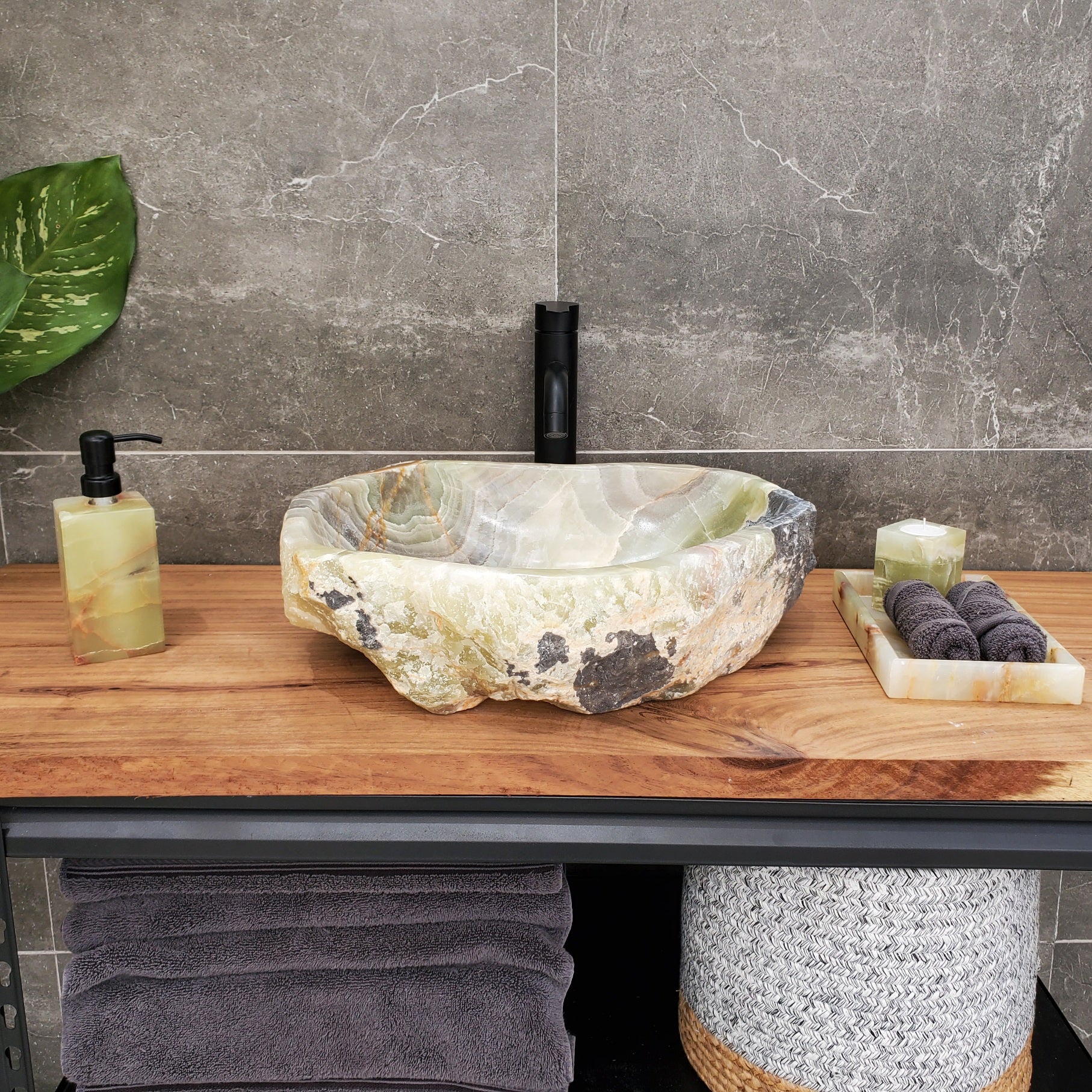 S31_12 Onyx Stone Vessel Bathroom Sink