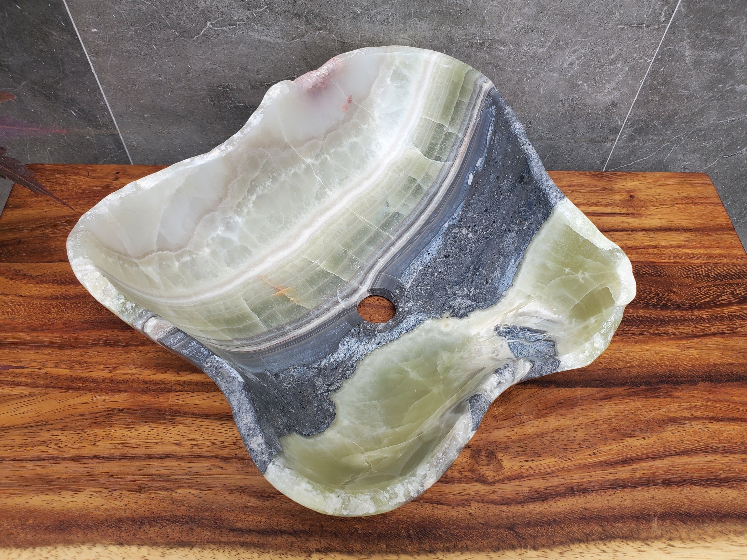 S22_21 Onyx Stone Vessel Bathroom Sink - 16 x 14 inch