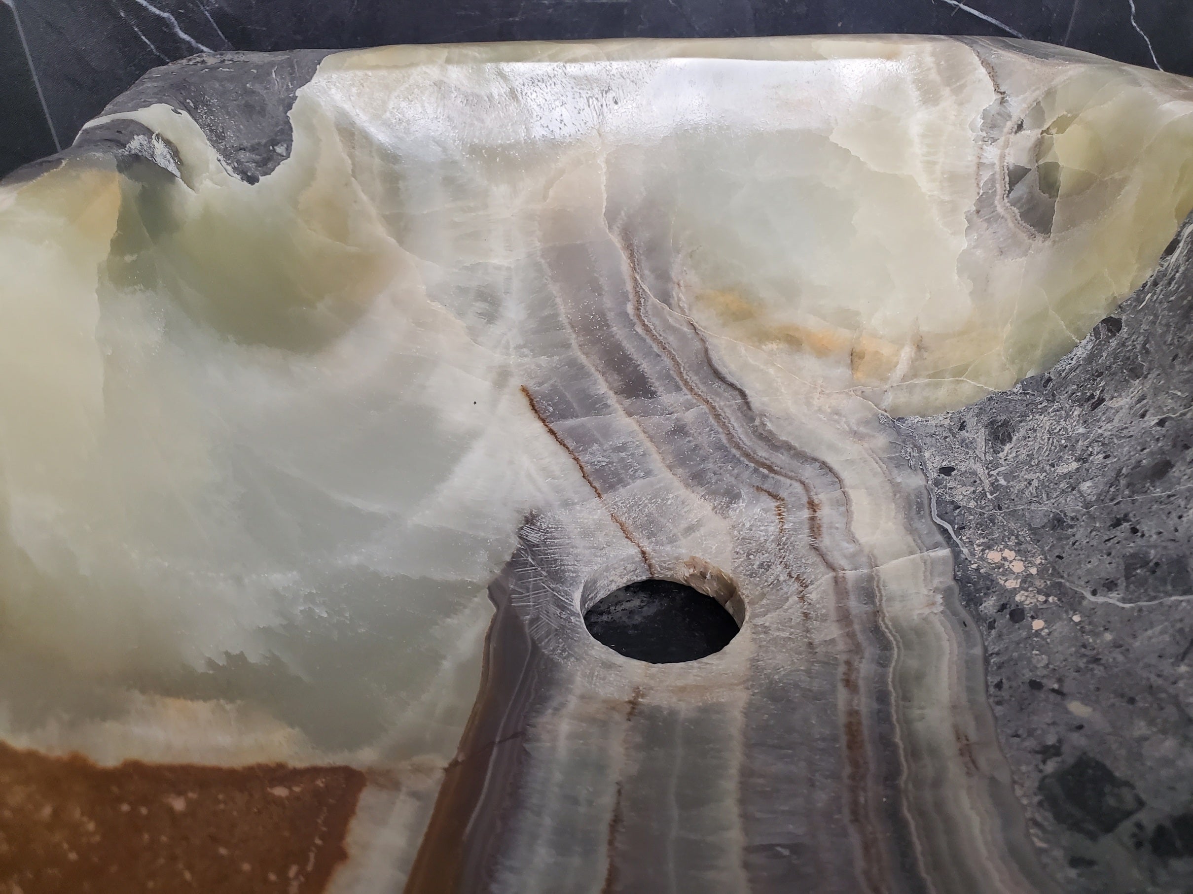 S25_15 Onyx Stone Vessel Bathroom Sink