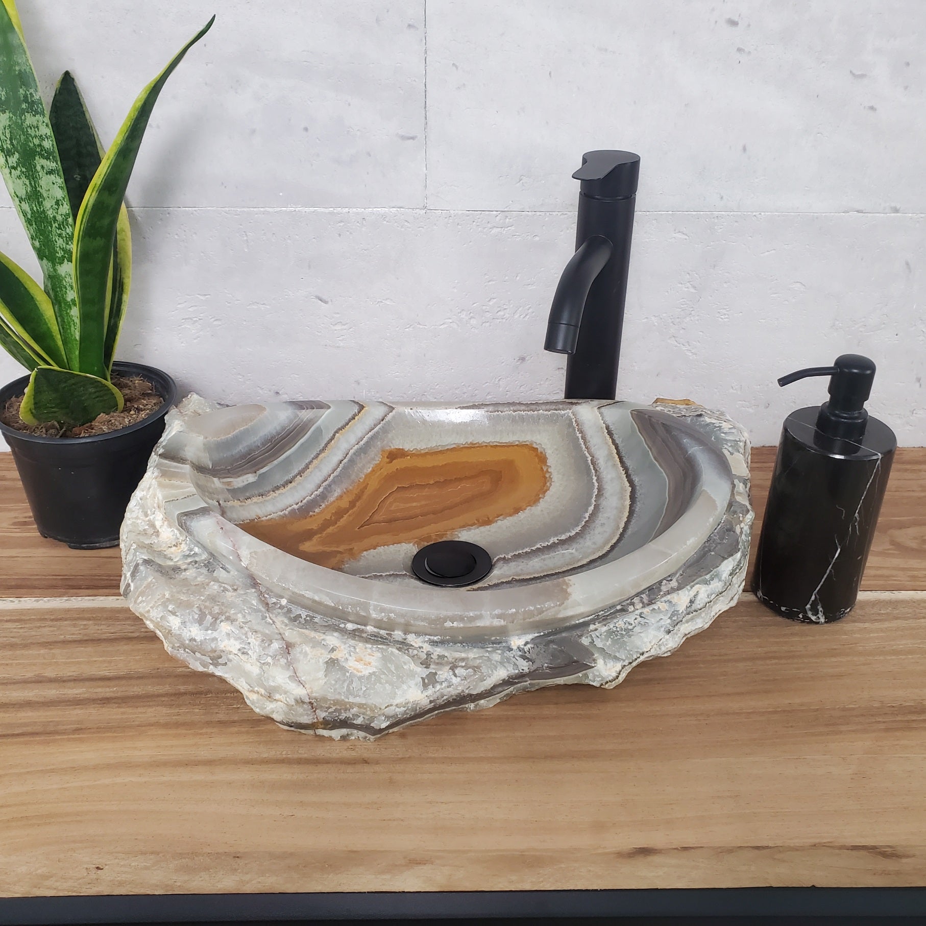 S28_12 Onyx Stone Vessel Bathroom Sink