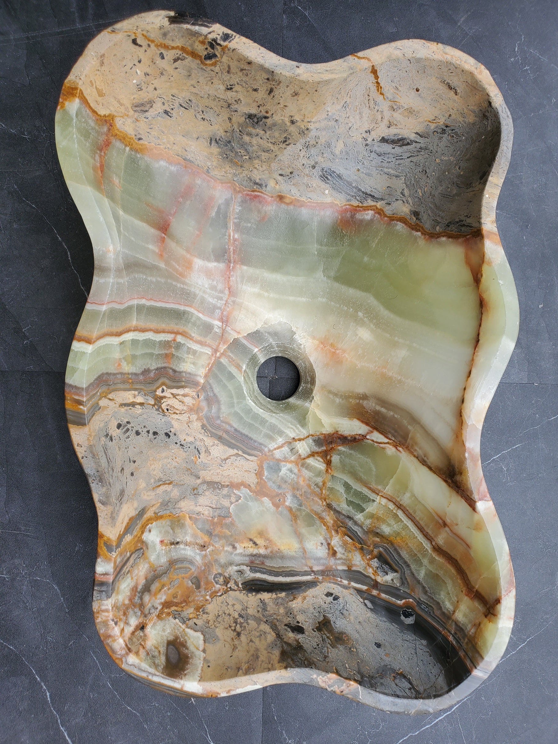 S30_31 Onyx Stone Vessel Bathroom Sink - 18.5 x 12 inch