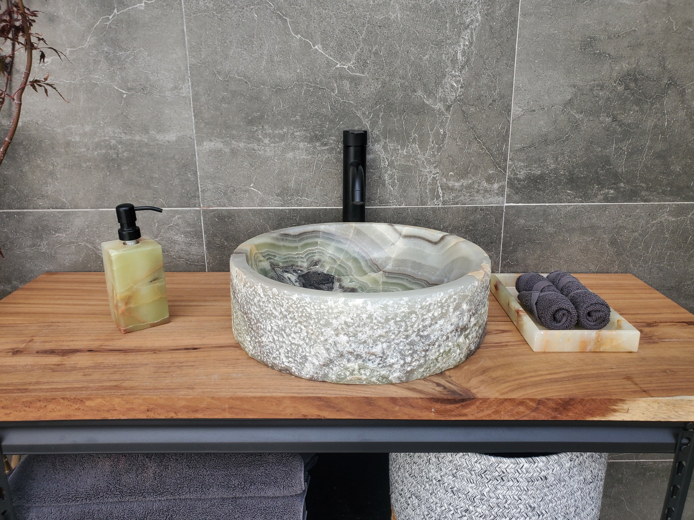S29_30 Onyx Stone Vessel Bathroom Sink