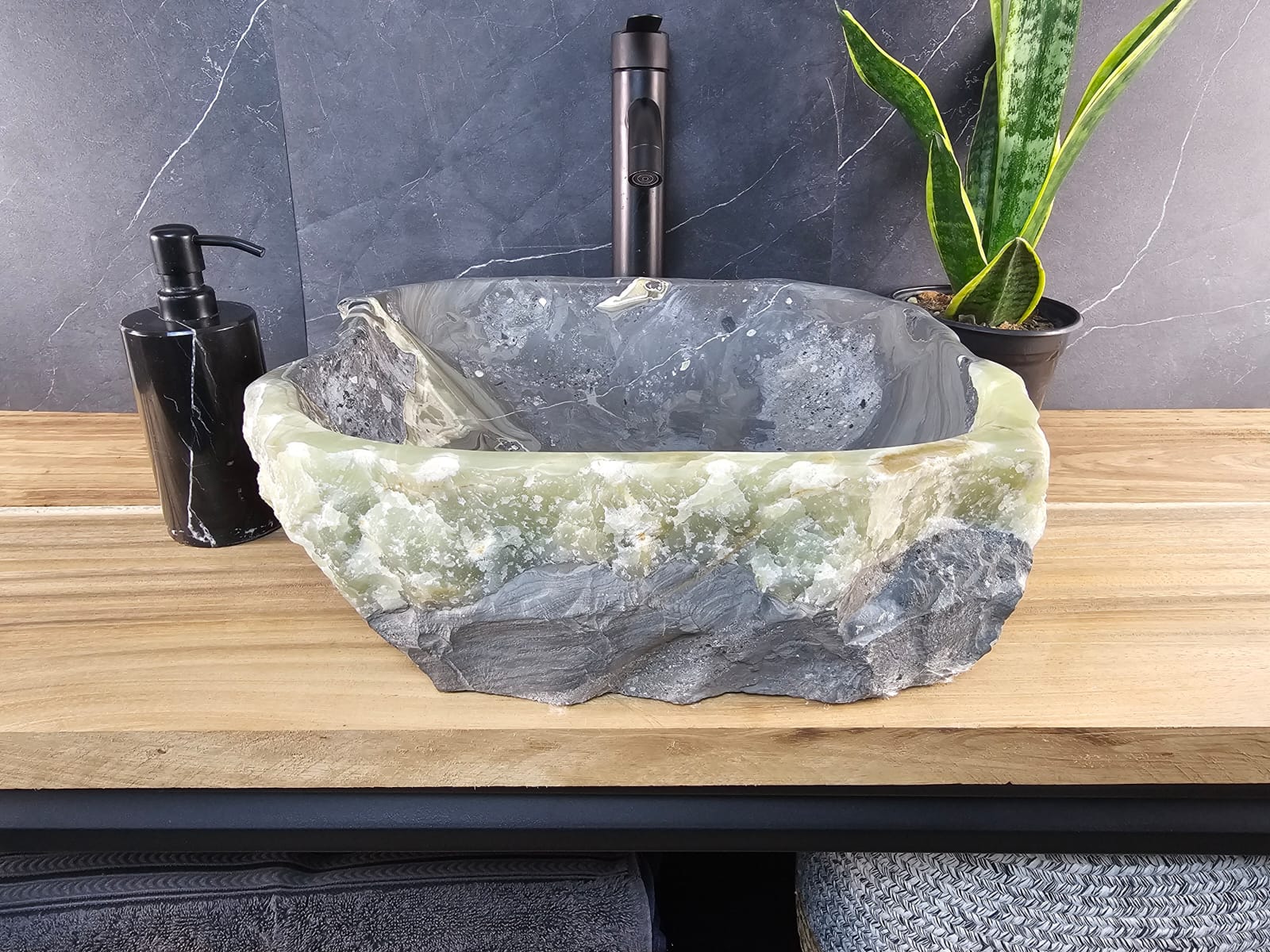 S29_05 Natural Stone Vessel Bathroom Sink - 16 x 14 inch