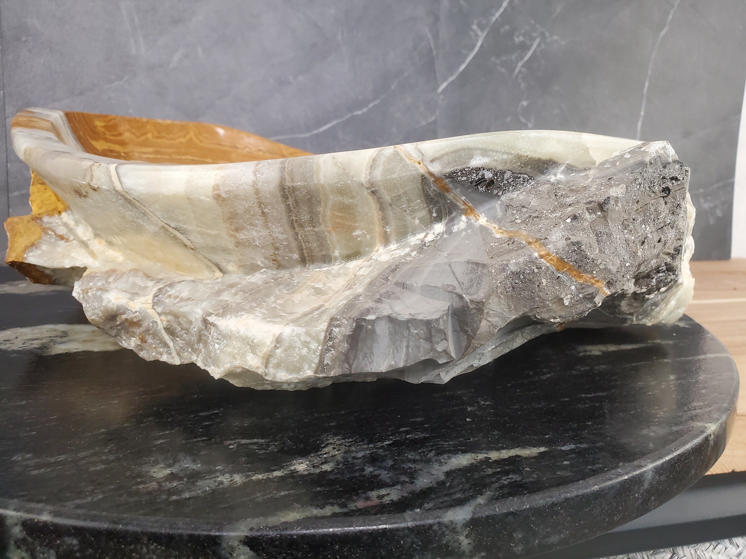 S28_11 Onyx Stone Vessel Bathroom Sink - 17 x 12.5 inch