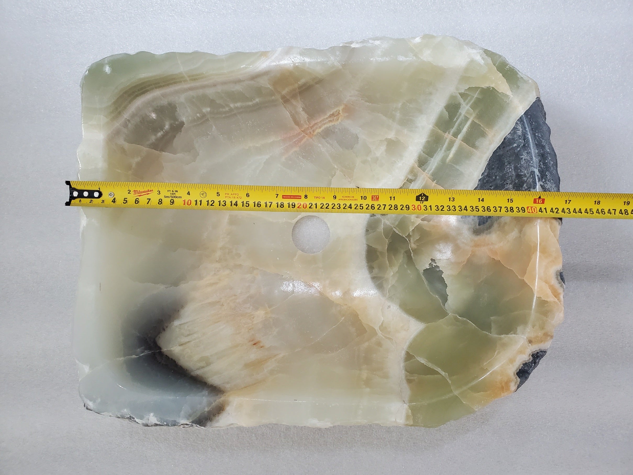 S24_14 Green Onyx Stone Vessel Bathroom Sink - 17 x 13 inch