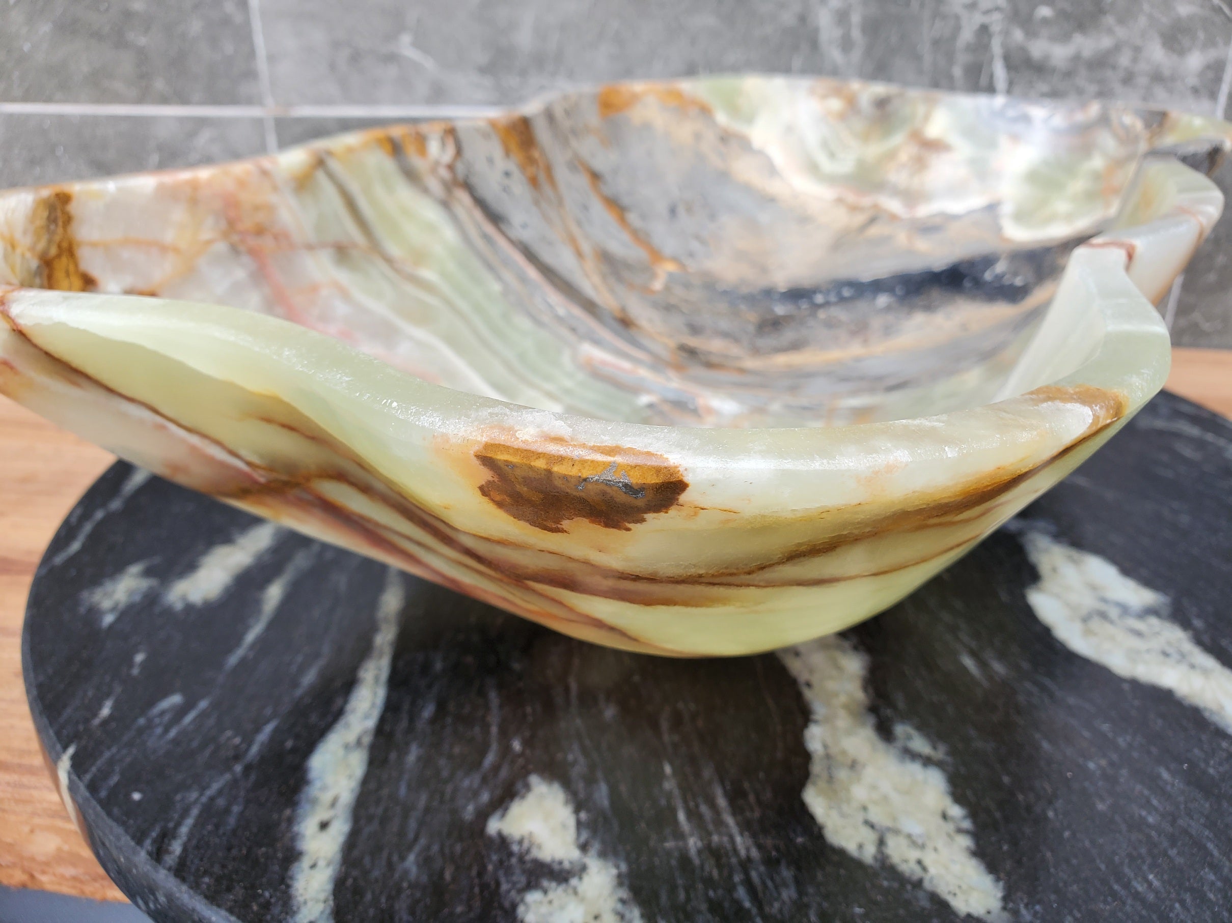 S30_32 Onyx Stone Vessel Bathroom Sink - 20.5 x 12 inch