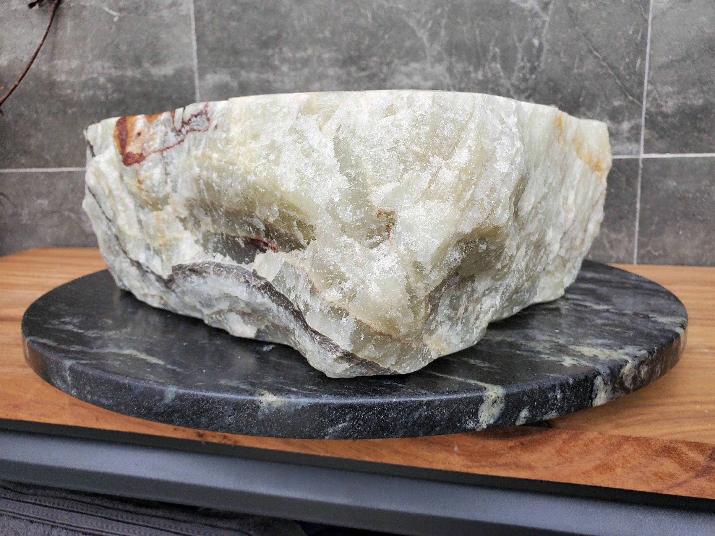 S30_29 Onyx Stone Vessel Bathroom Sink - 20.5 x 16 inch