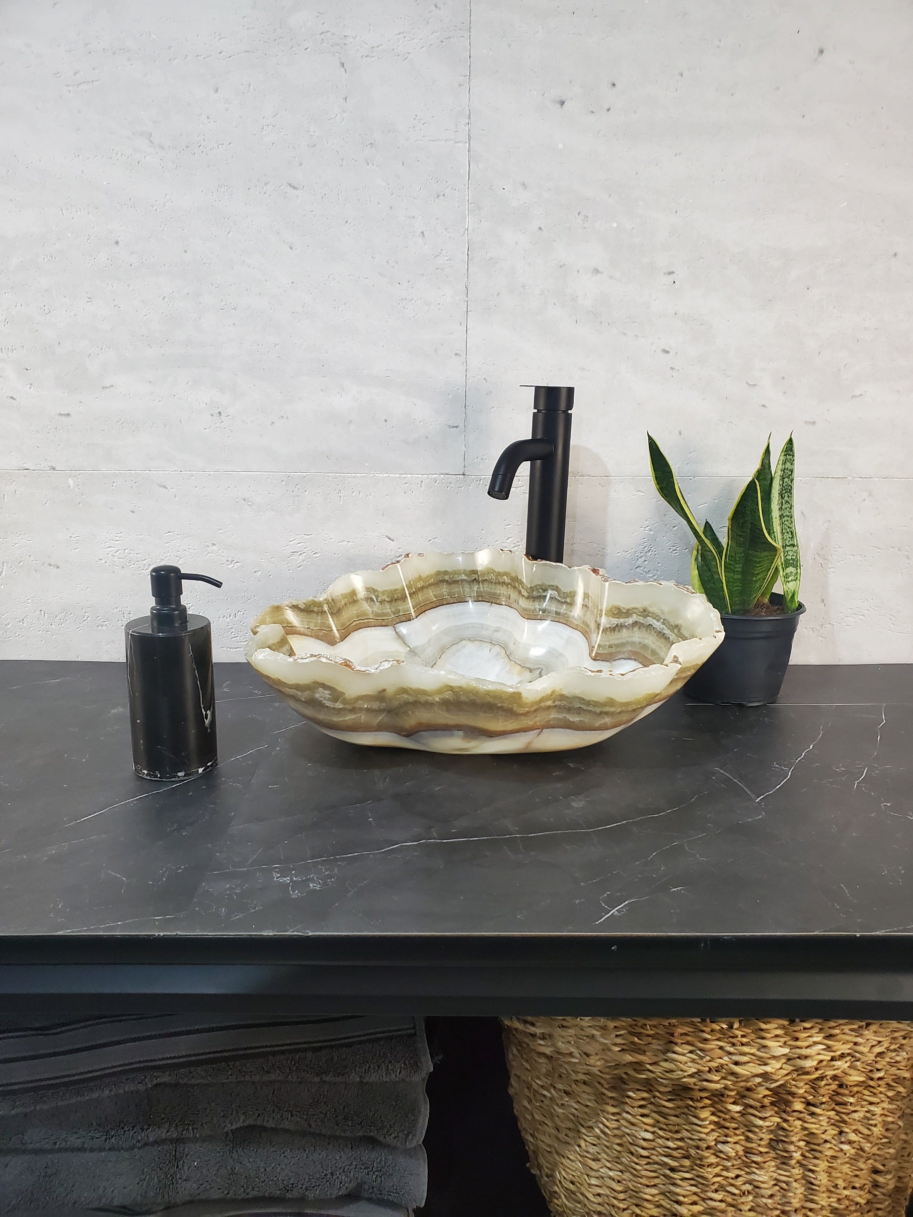 S27_20 Onyx Stone Bathroom Vessel Sink