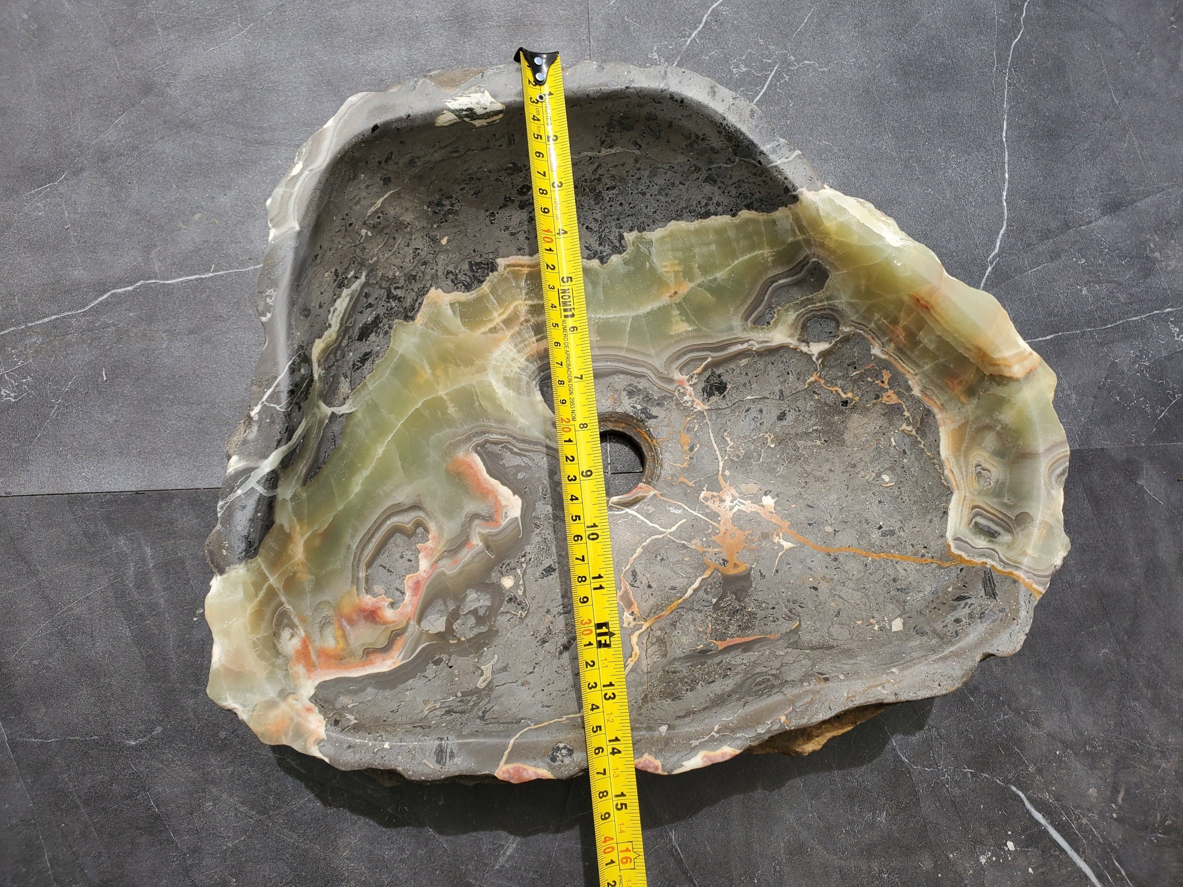 S30_38 Onyx Stone Vessel Bathroom Sink - 17 x 14.5 inch