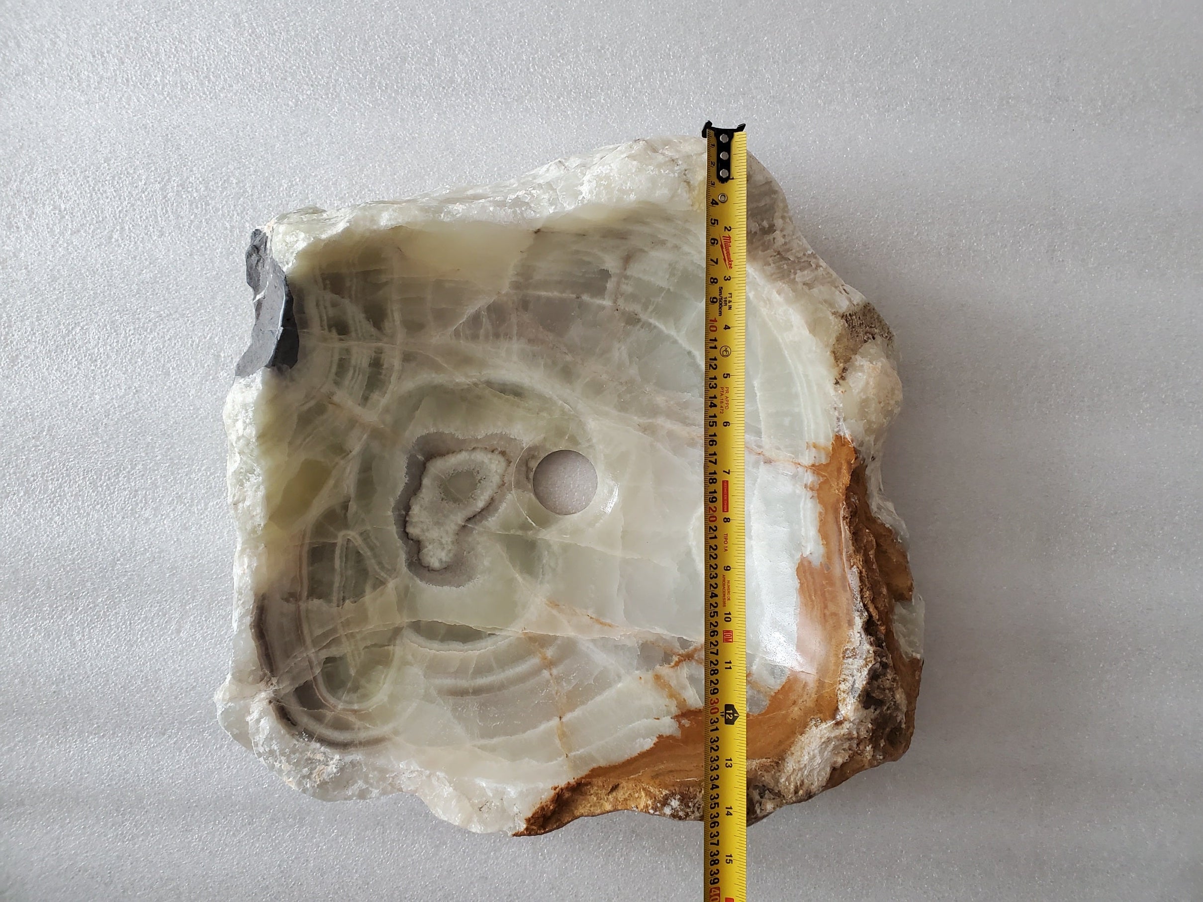 S23_25 Onyx Stone Vessel Bathroom Sink - 15 x 14 inch