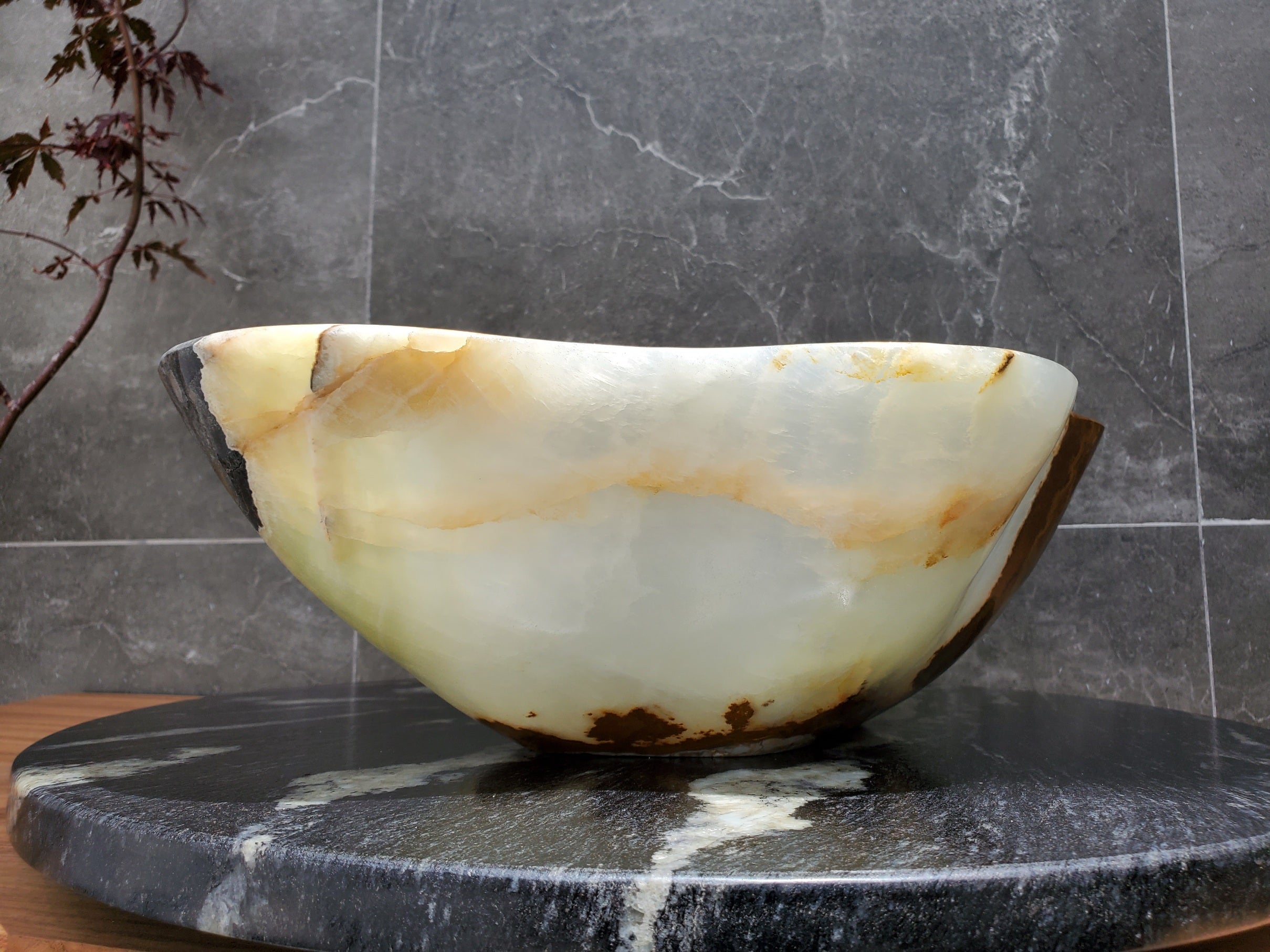 S30_17 Onyx Stone Vessel Bathroom Sink - 17 x 12 inch