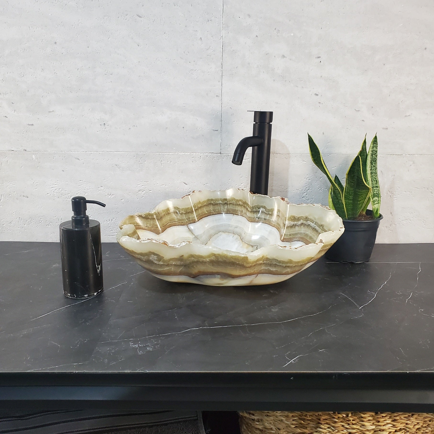 S27_20 Onyx Stone Bathroom Vessel Sink - 19 x 16 inch