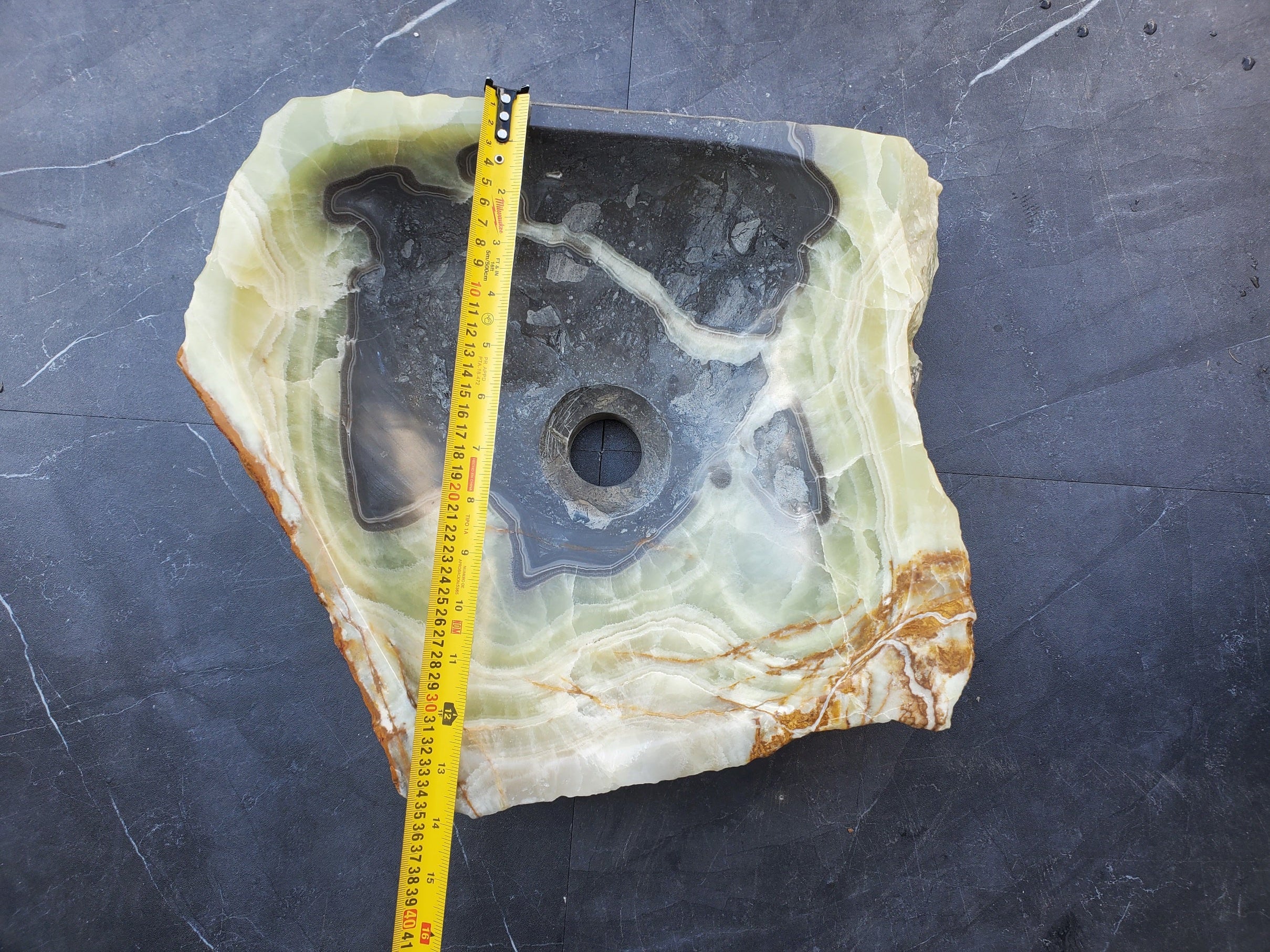 S30_19 Onyx Stone Vessel Bathroom Sink - 14 x 14 inch