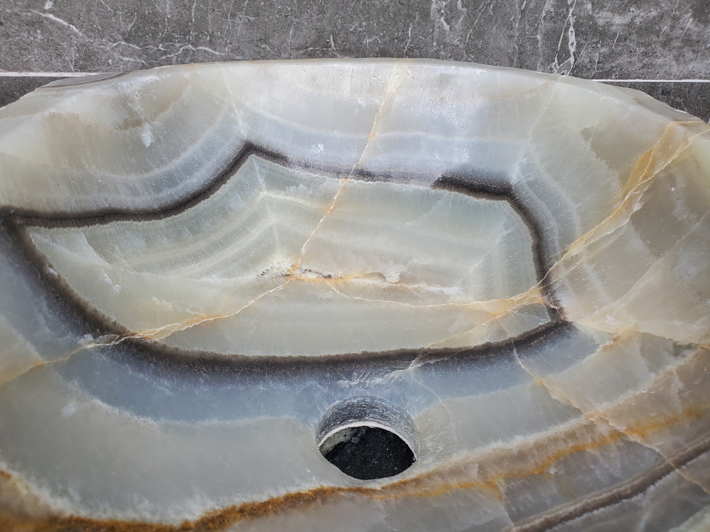 S29_33 Onyx Stone Vessel Bathroom Sink - 18 x 12.5 inch