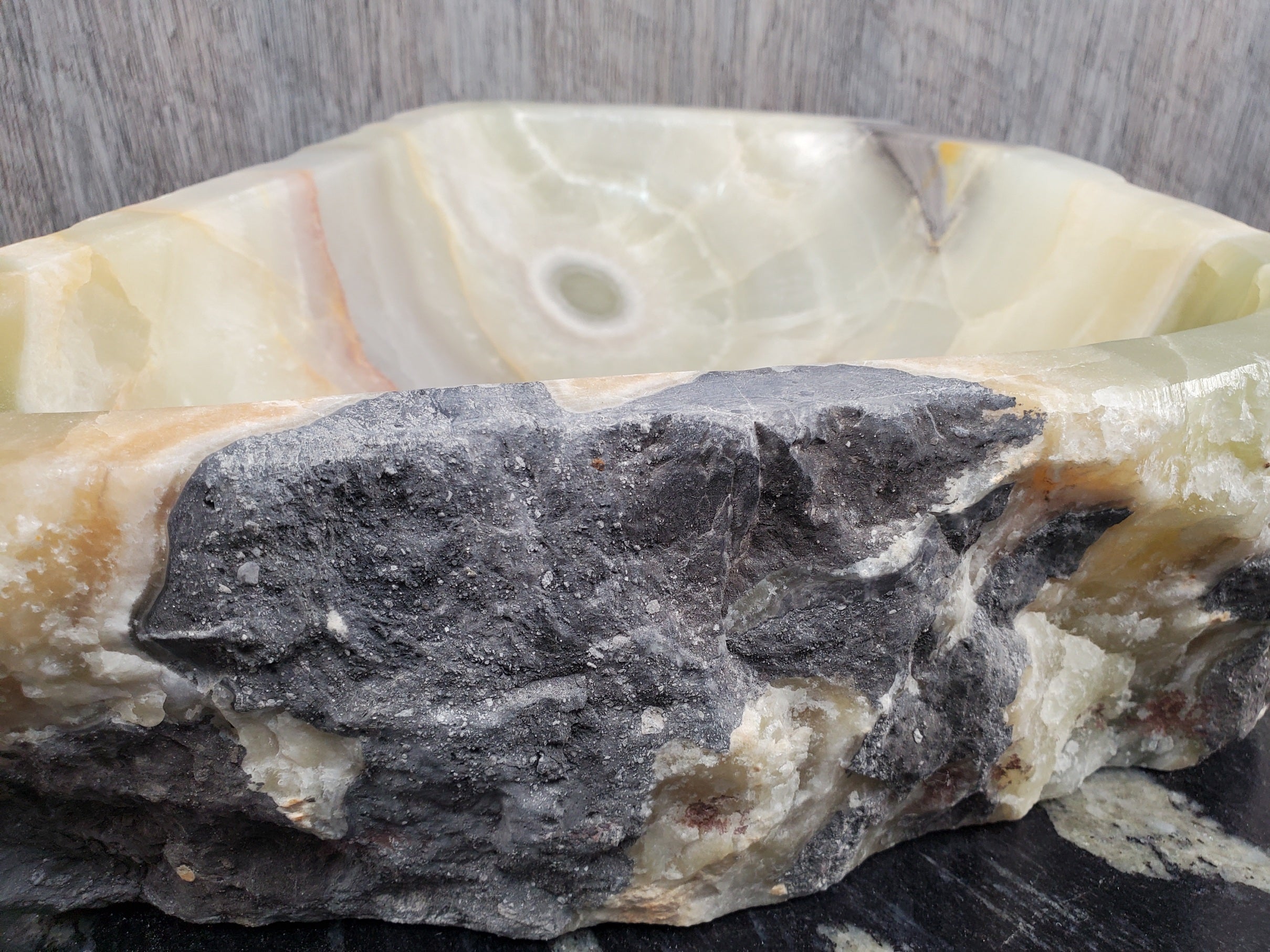S24_13 Green Onyx Stone Vessel Bathroom Sink - 17.5 x 13.5 inch