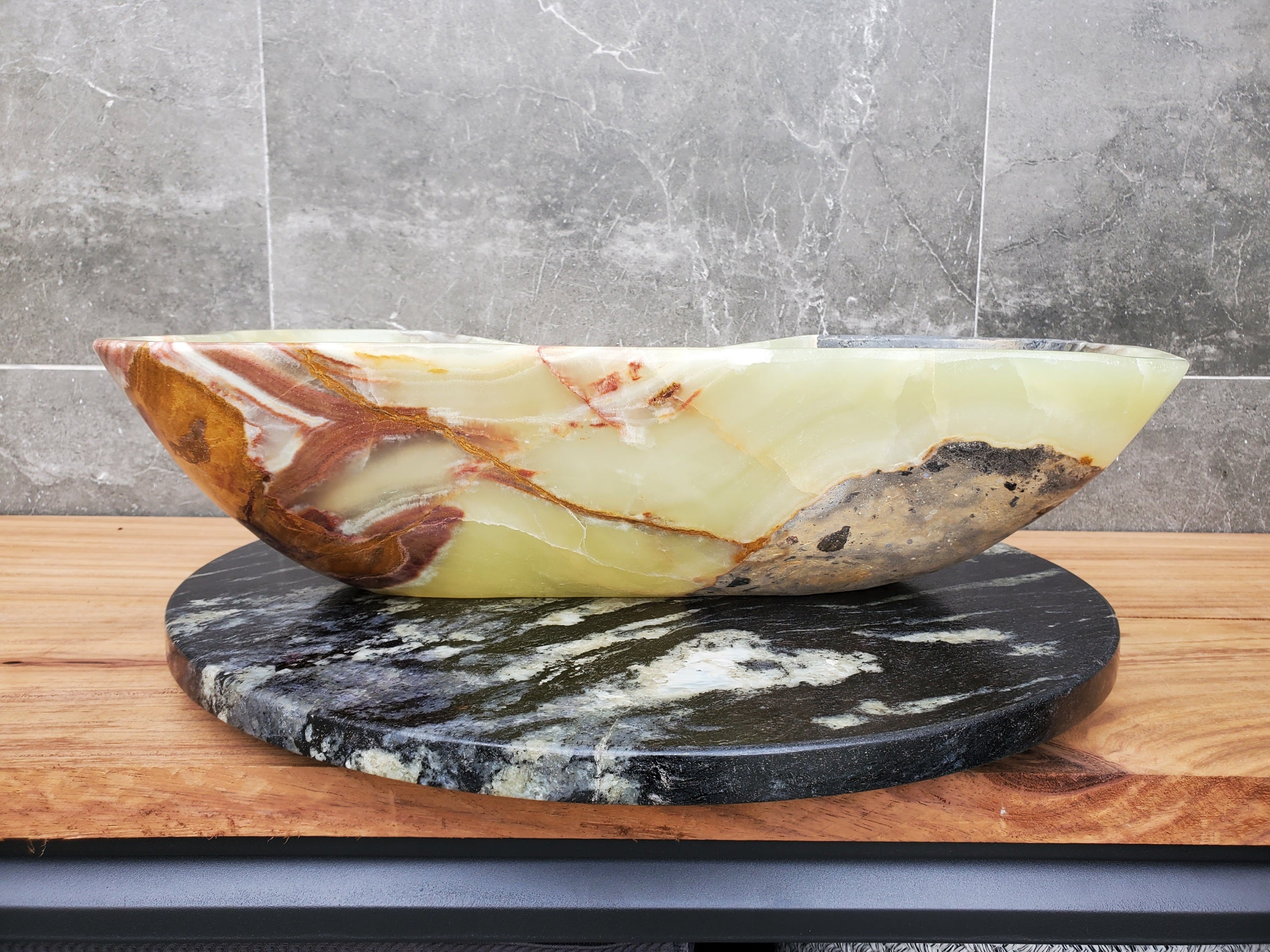 S30_30 Onyx Stone Vessel Bathroom Sink - 18.5 x 12 inch
