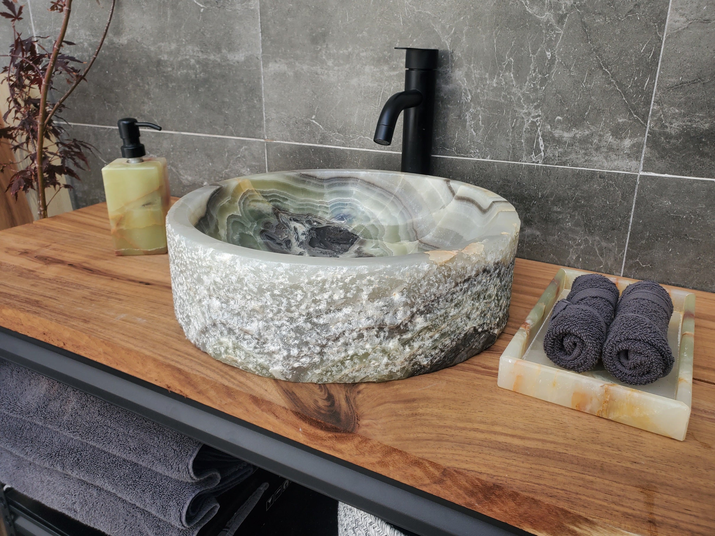 S29_30 Onyx Stone Vessel Bathroom Sink